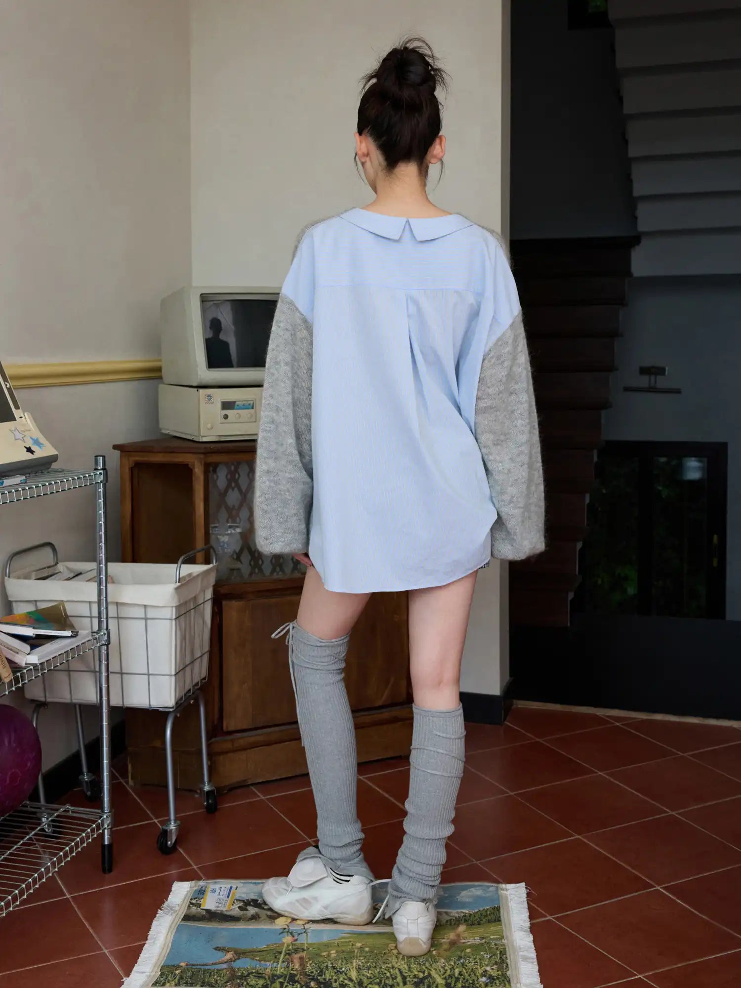 Mohair Knit Panel Shirt