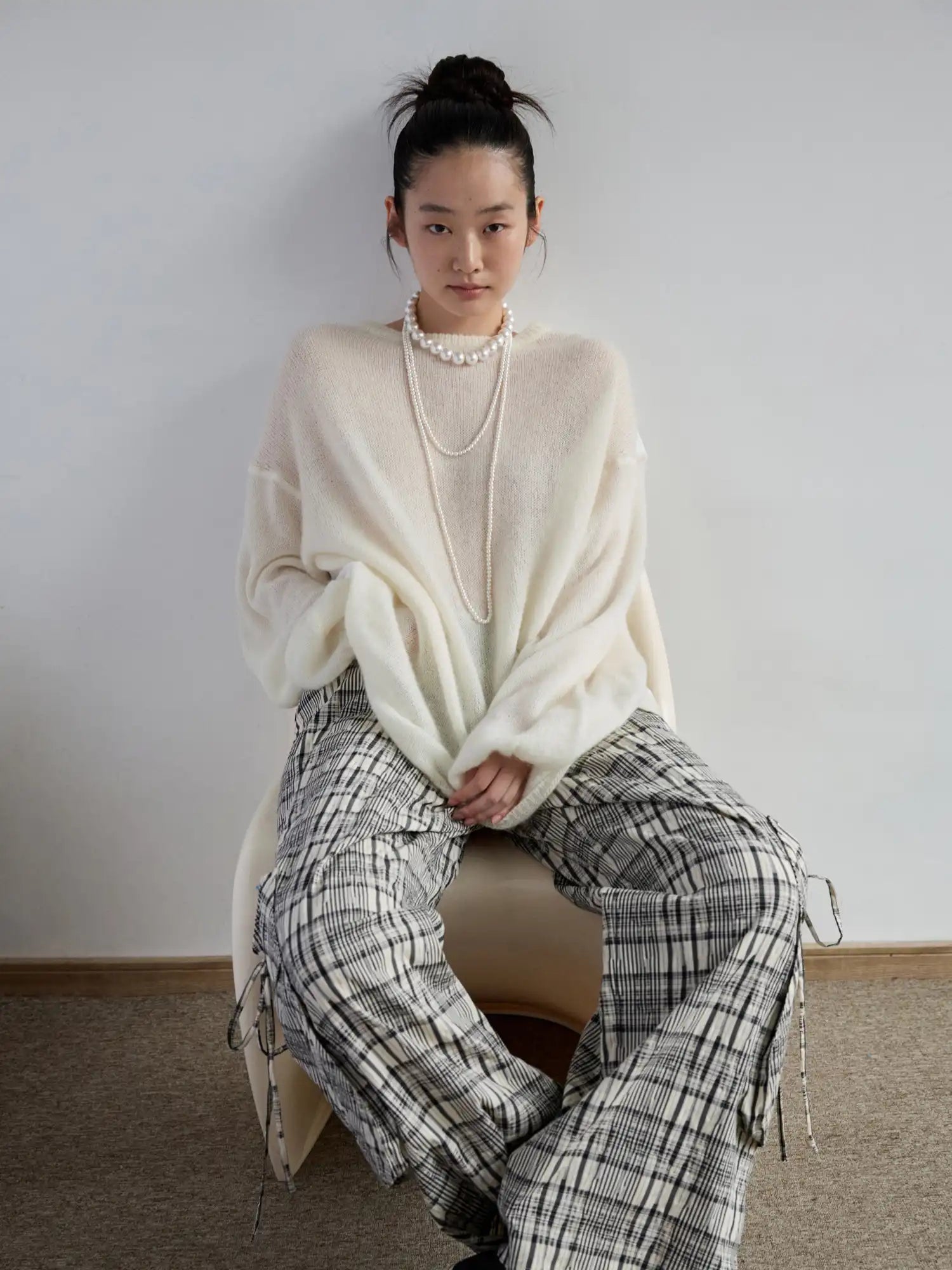 Mohair Knit Panel Shirt