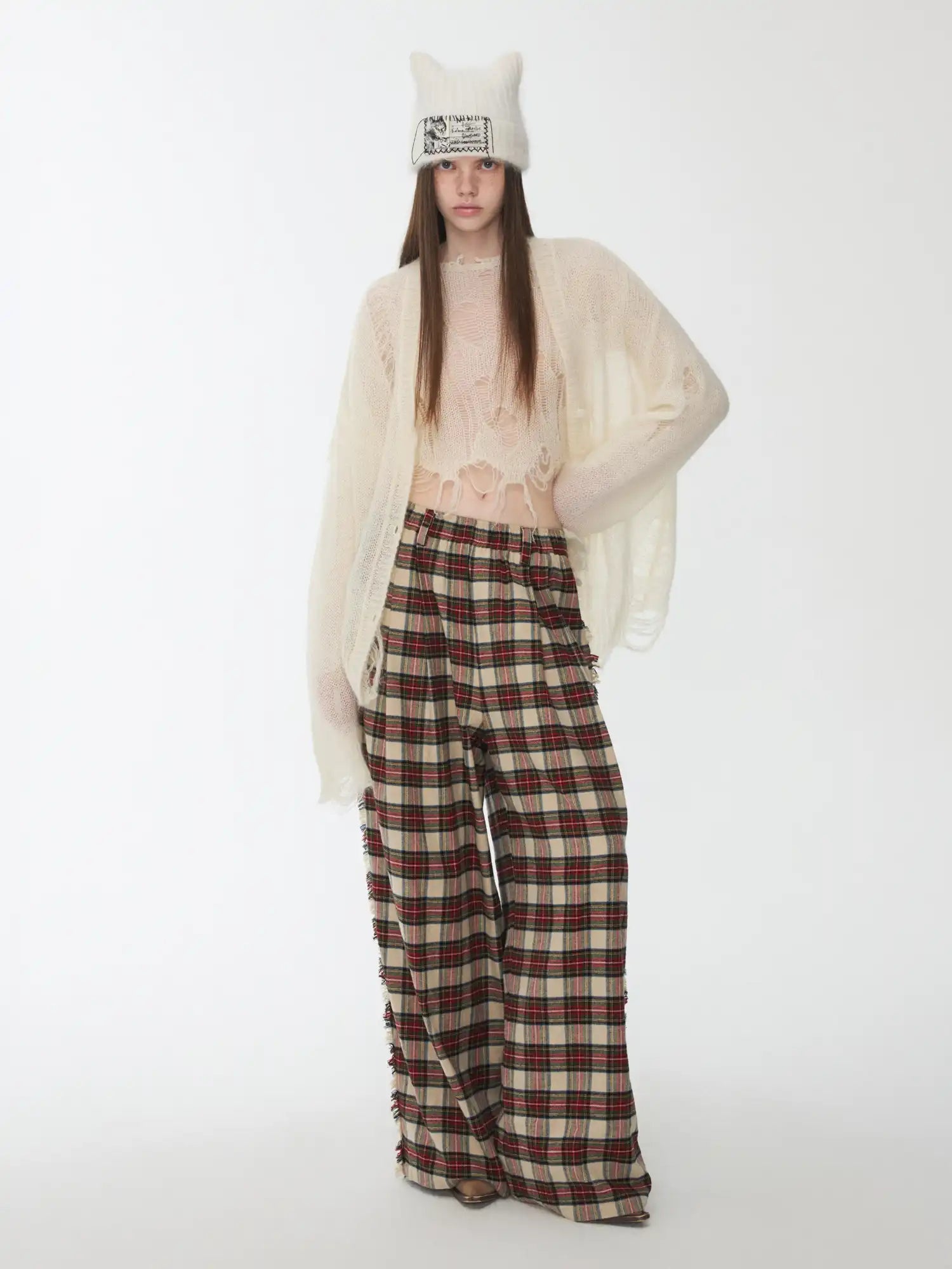 1Jinn Studio Mohair Star-Patterned Ripped Cardigan | Canton Collective