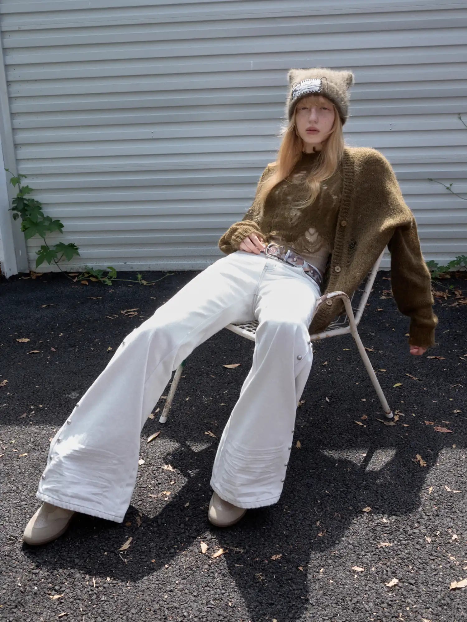 1Jinn Studio Mohair Star-Patterned Ripped Cardigan | Canton Collective