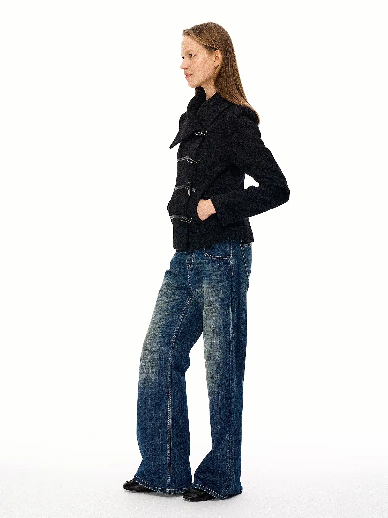 FirstFloor Moto Collar Toggle Wool Short Coat | Canton Collective