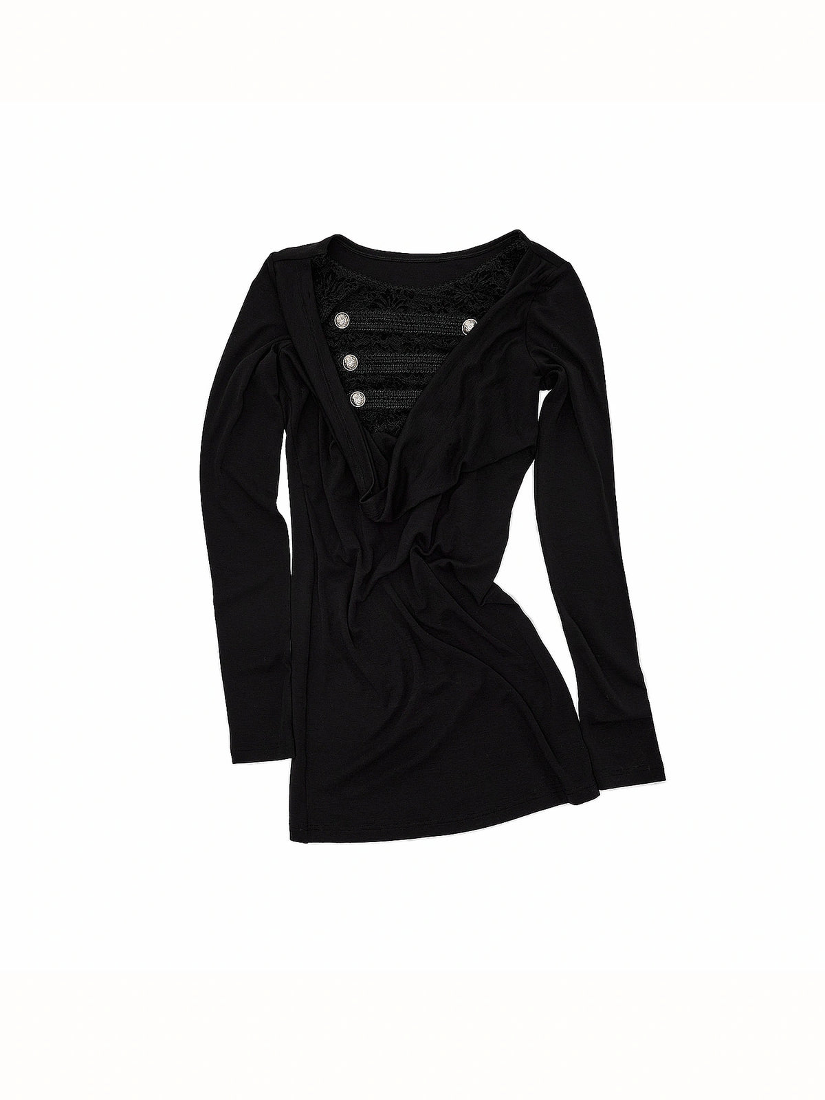 1Jinn Studio Napoleon Cowl Neck Lace Long Sleeve Mini Dress | Canton Collective