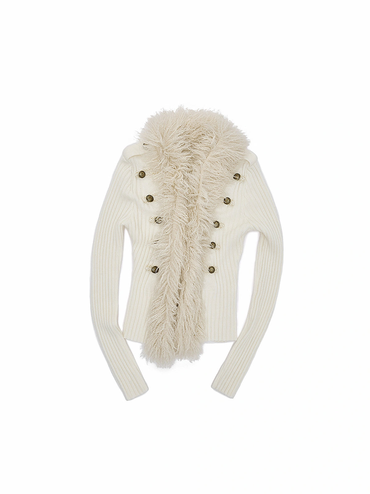 1Jinn Studio Napoleon Fitted Fur Trim Knit Tie Up Cardigan | Canton Collective