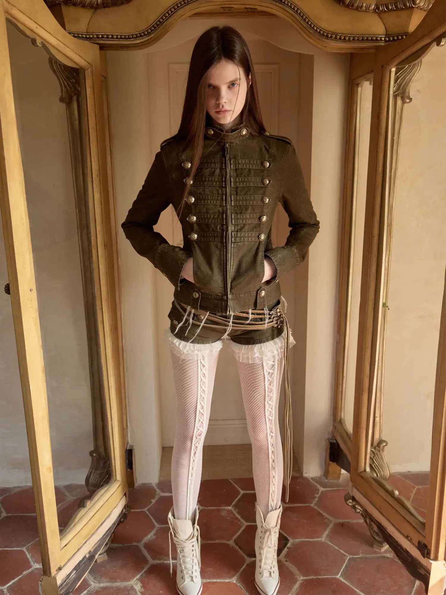 Napoleon Jacket Women with Double Breasted Canvas Fitted - Jackets Napoleon Jacket Women with Double Breasted Canvas Fitted - Jackets