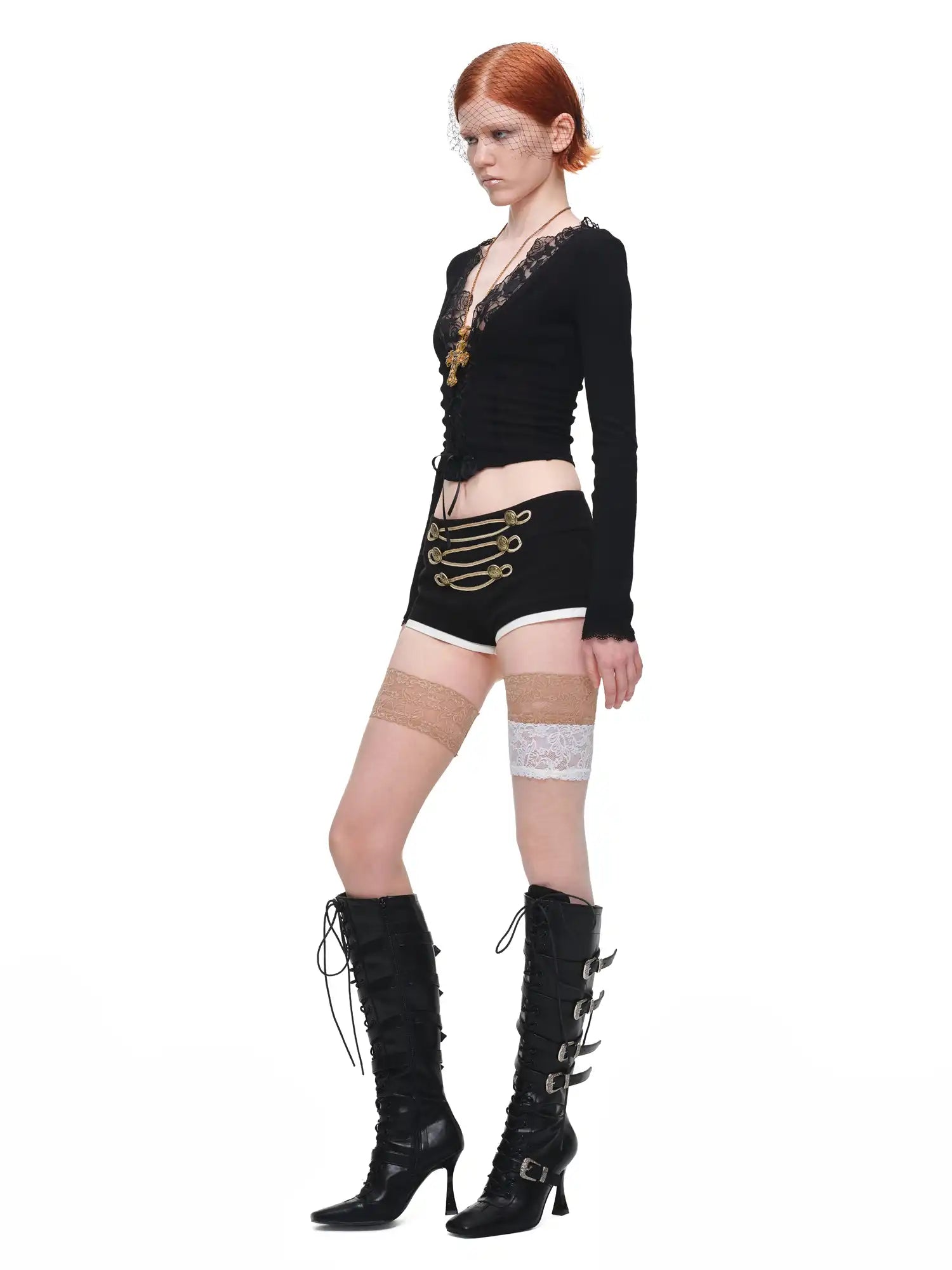 1Jinn Studio Napoleonic Button Low Rise Micro Shorts | Canton Collective