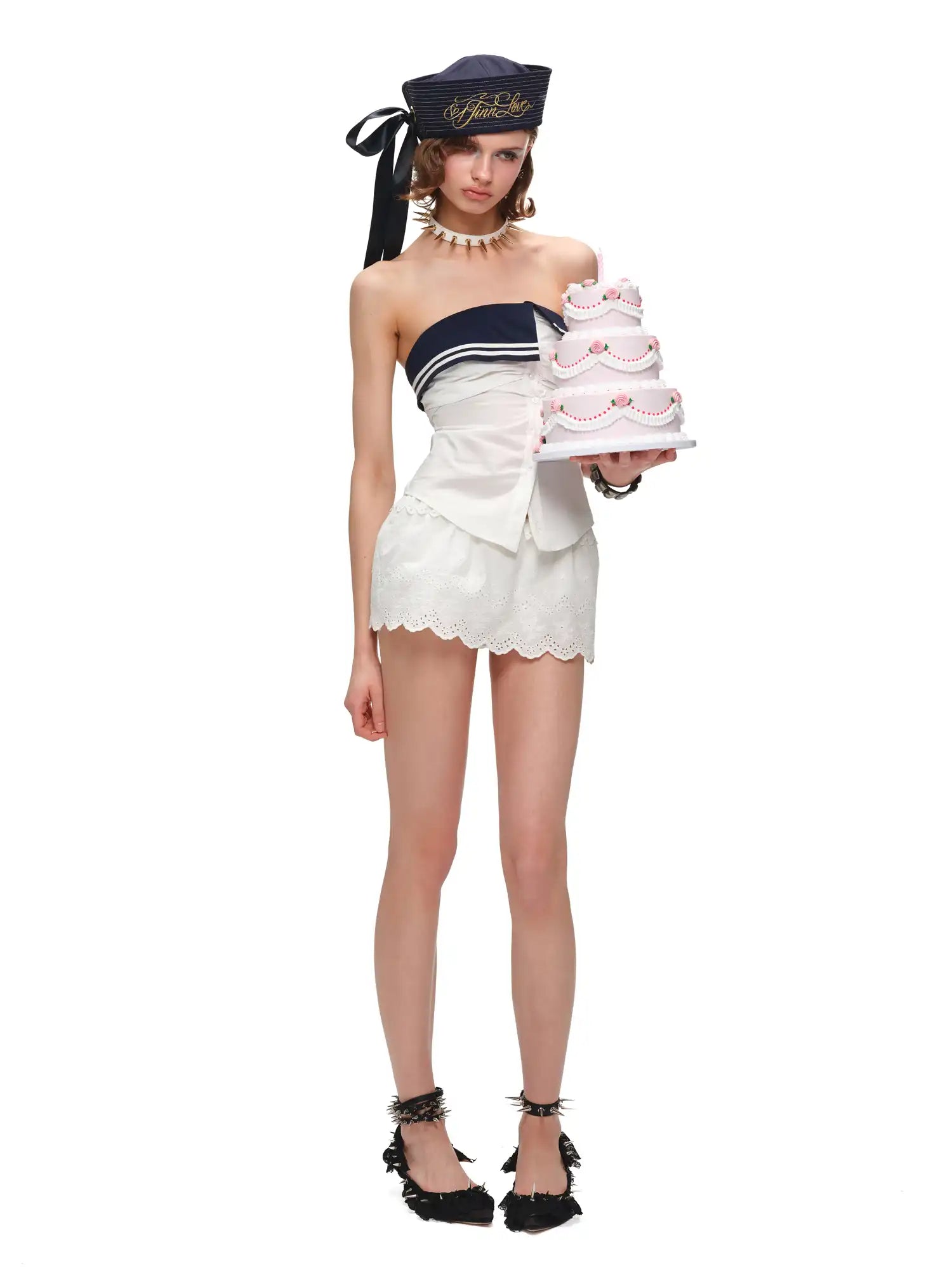 1Jinn Studio Nautical Foldover Coller Strapless Tube Top | Canton Collective