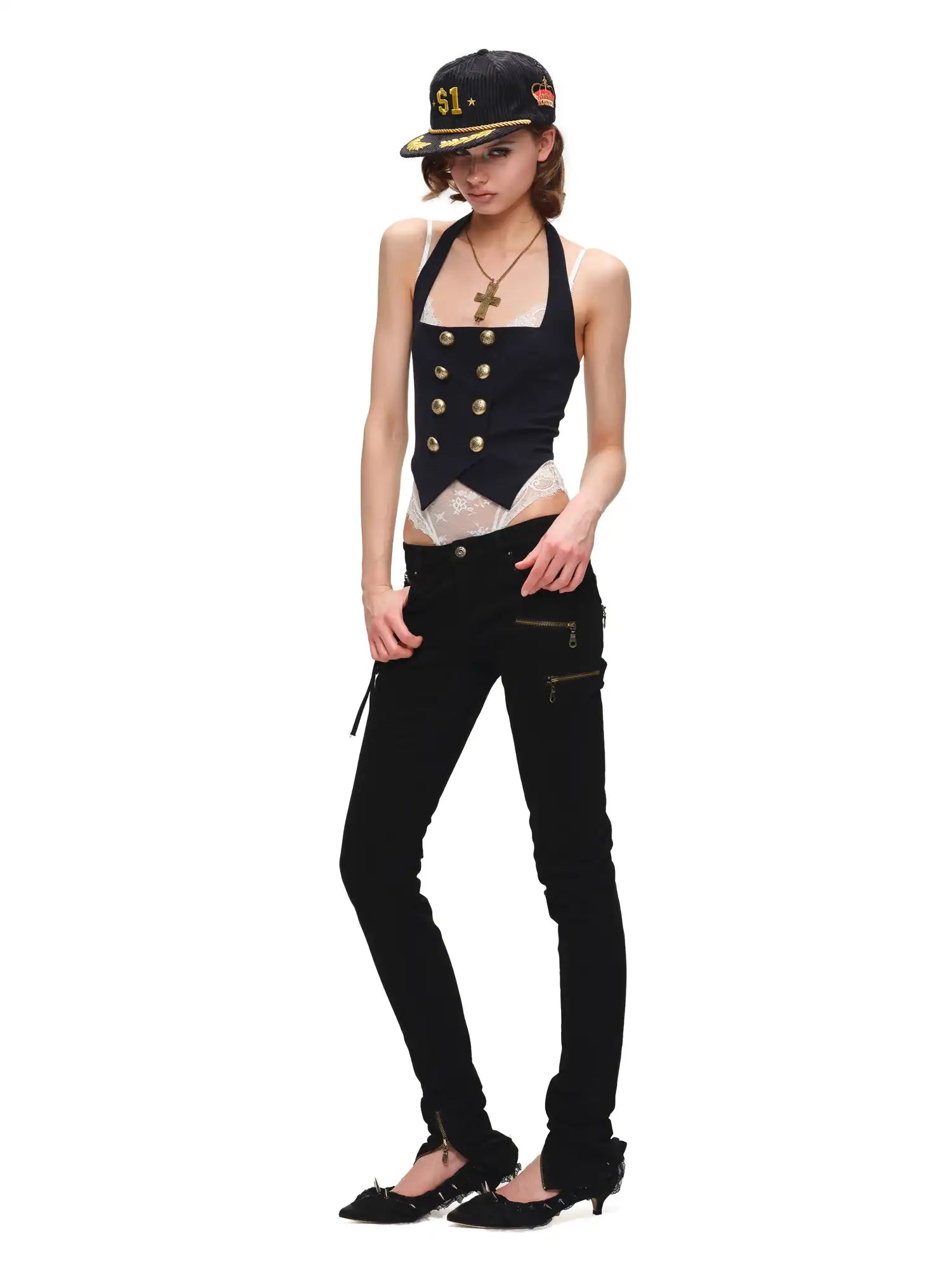 1Jinn Studio Nautical Military Style Backless Halter Top | Canton Collective