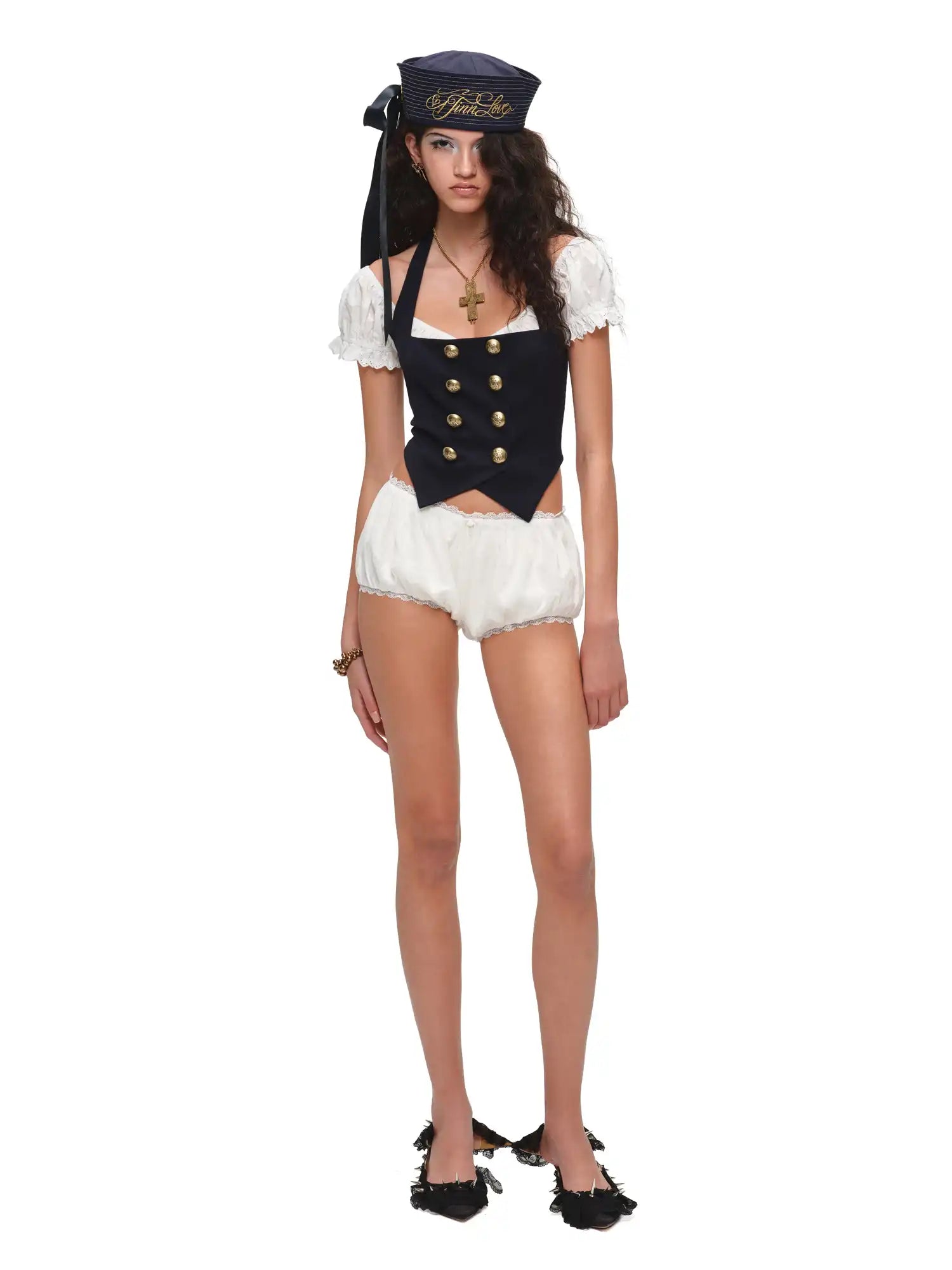 1Jinn Studio Nautical Military Style Backless Halter Top | Canton Collective