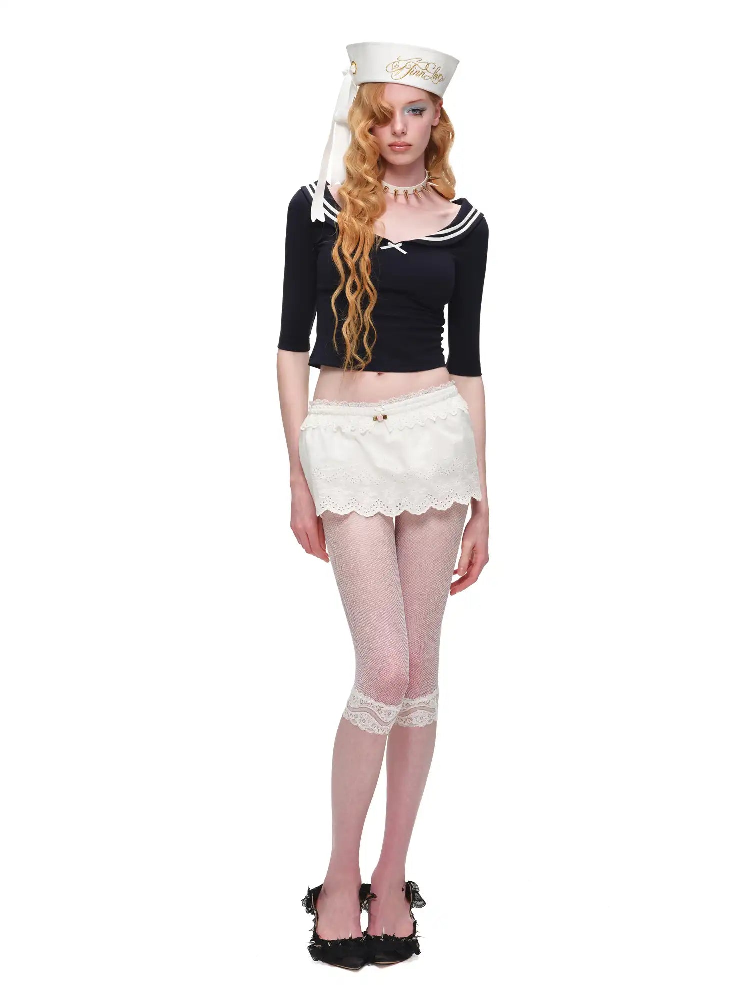 1Jinn Studio Nautical Sailor Collar Knit Crop Top | Canton Collective