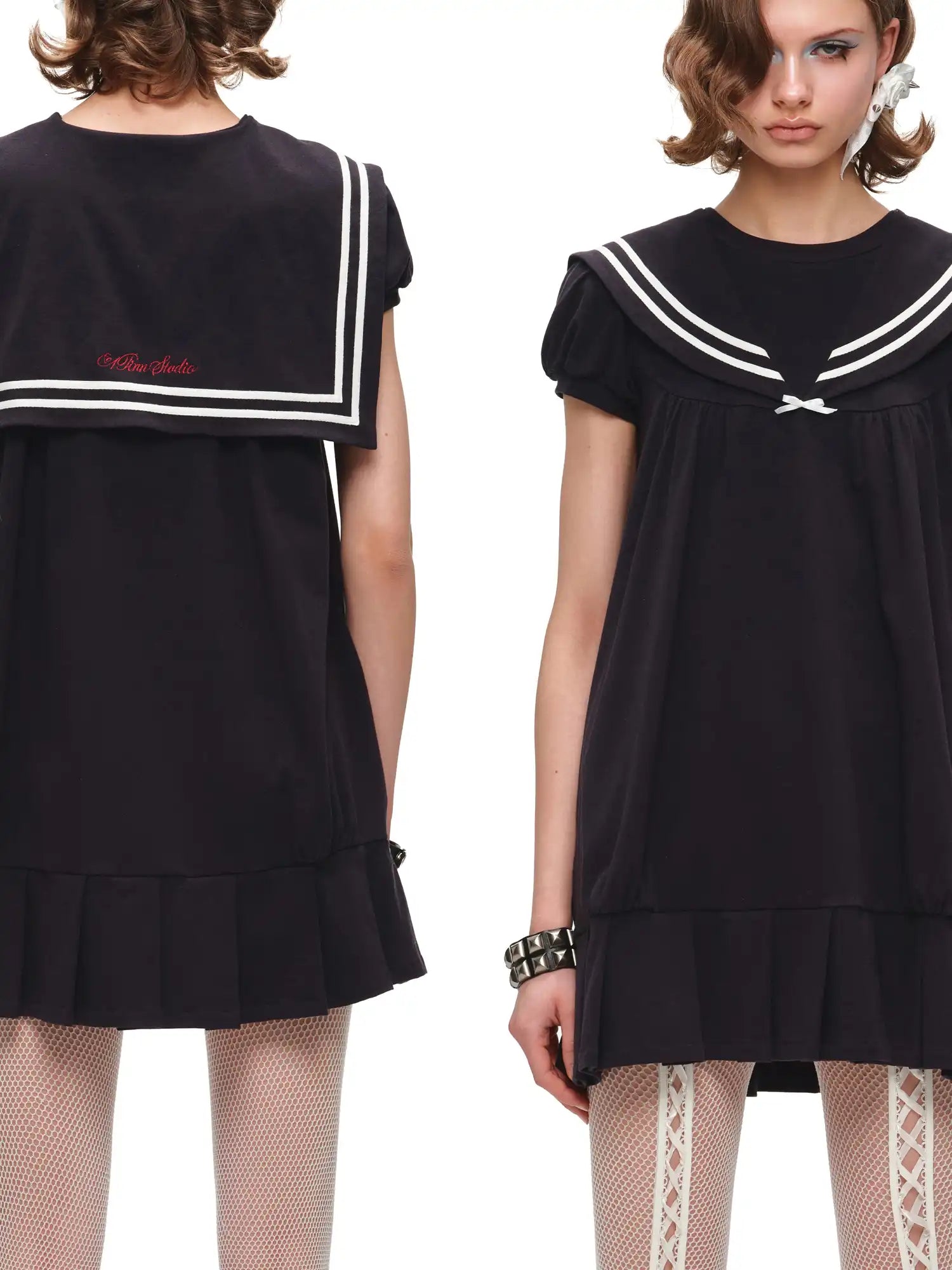 1Jinn Studio Nautical Vintage Sailor Collar Pleated Mini Dress | Canton Collective