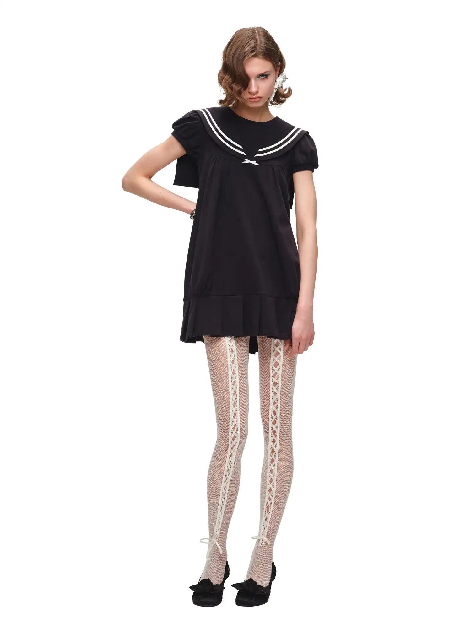 1Jinn Studio Nautical Vintage Sailor Collar Pleated Mini Dress | Canton Collective
