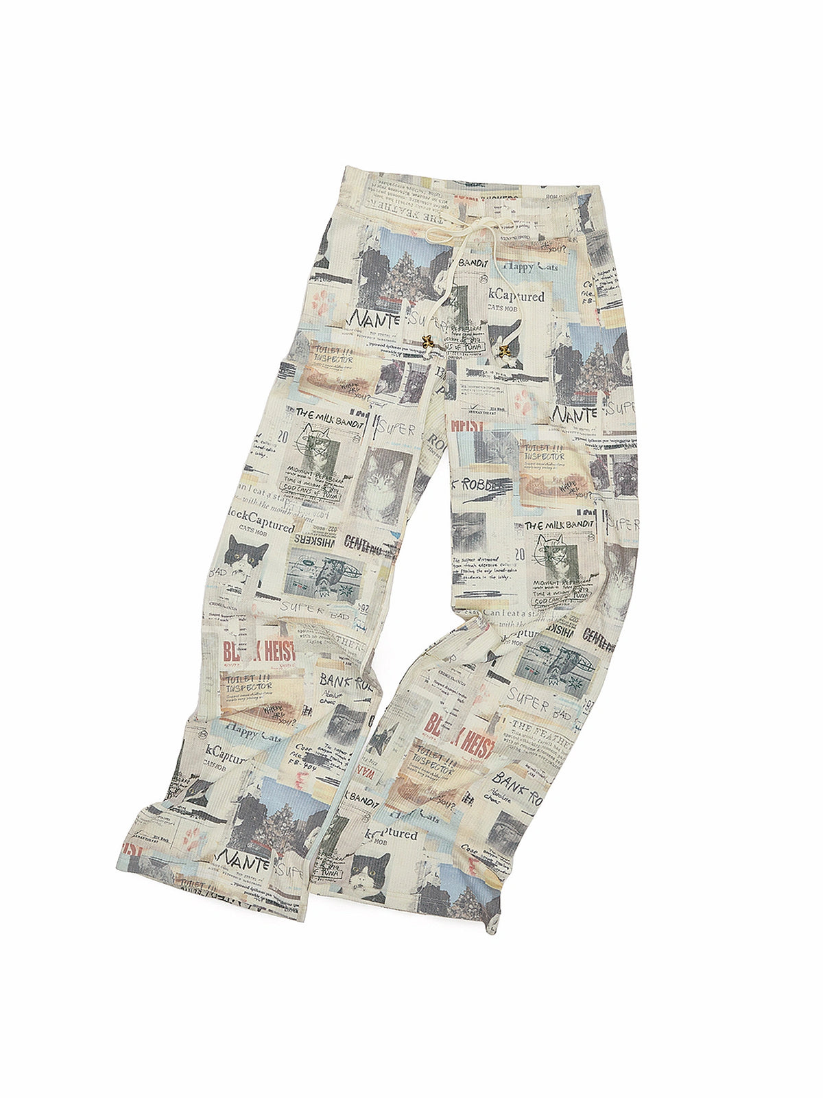 1Jinn Studio Newspaper Print Waffle Wide Leg Sweatpants | Canton Collective