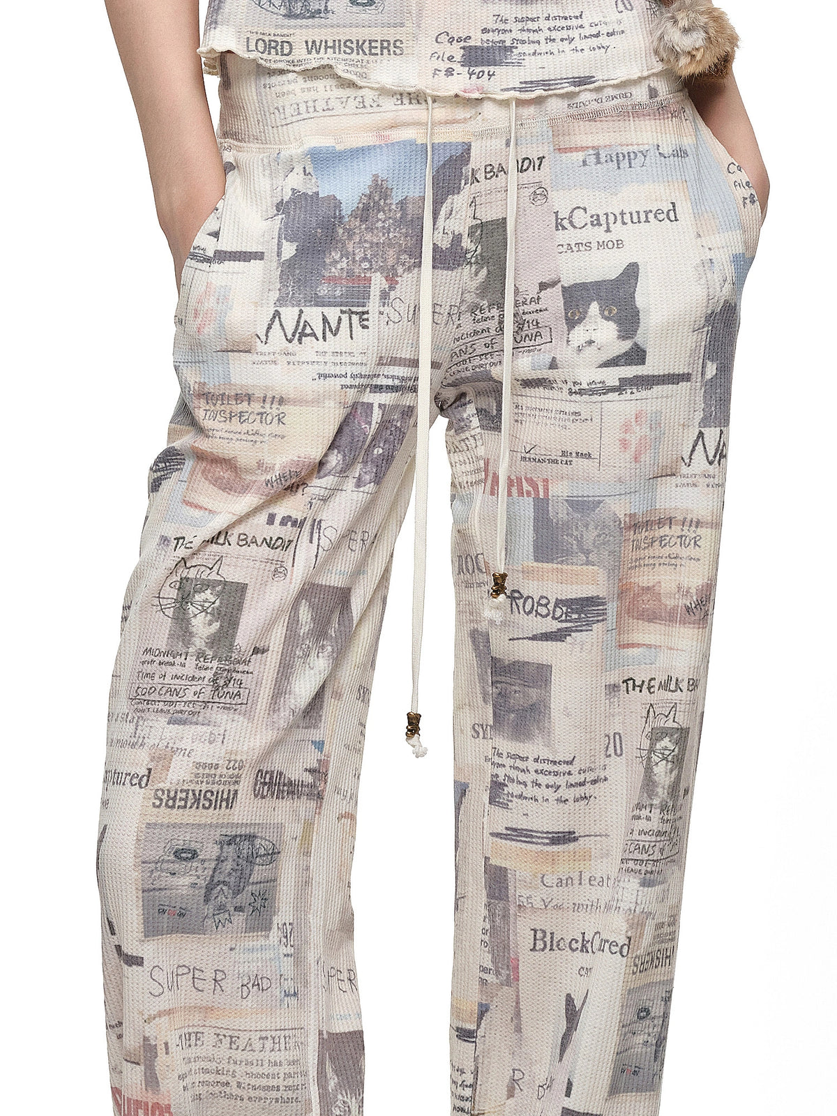 1Jinn Studio Newspaper Print Waffle Wide Leg Sweatpants | Canton Collective