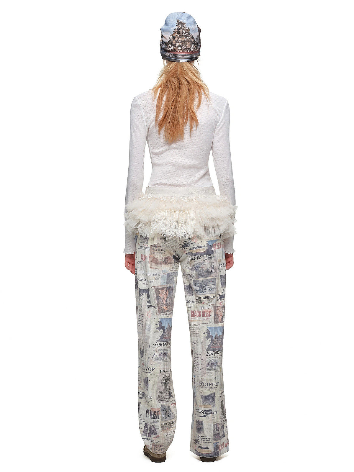 1Jinn Studio Newspaper Print Waffle Wide Leg Sweatpants | Canton Collective