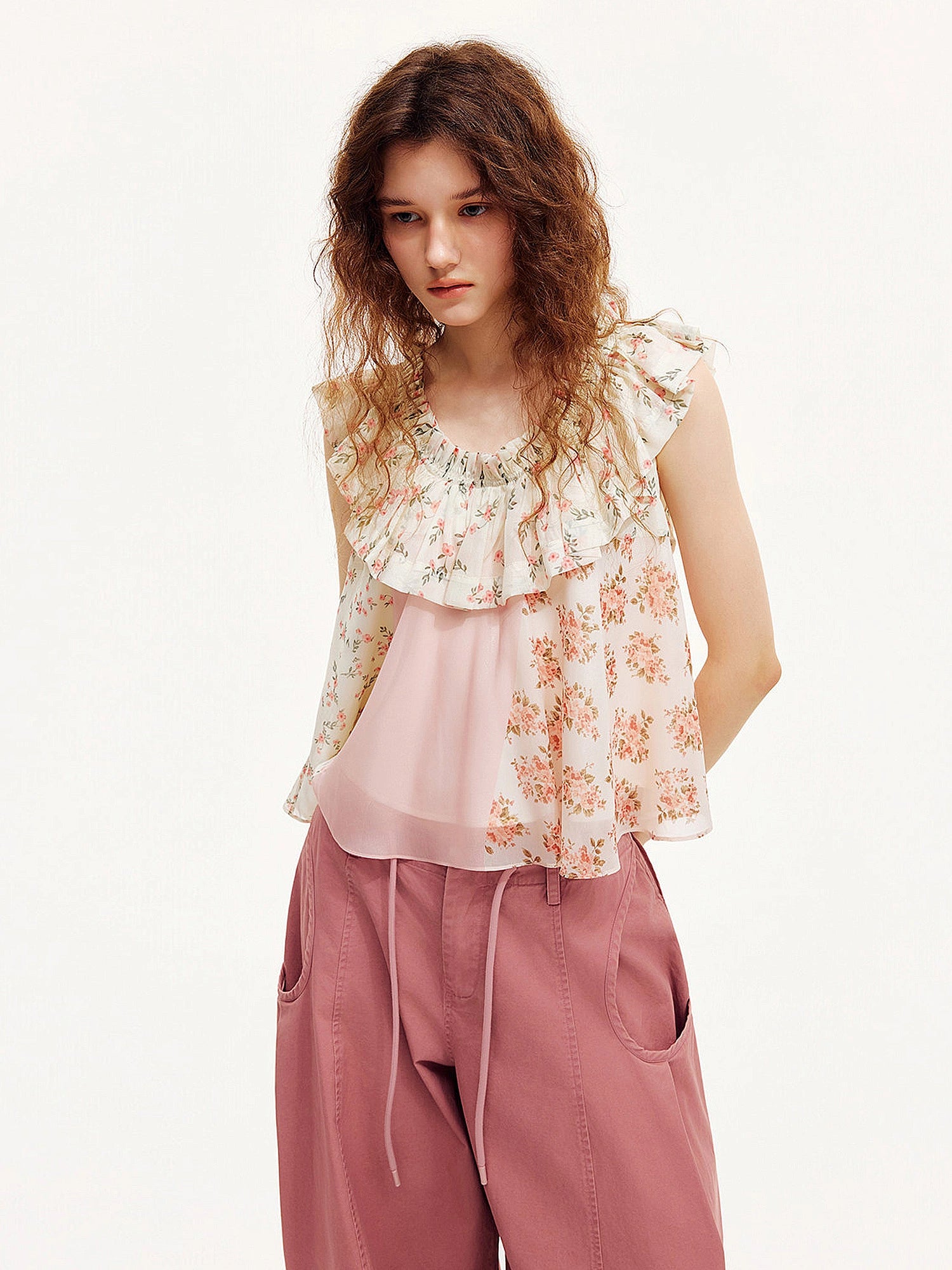 Outtheblue Off-Shoulder Babydoll Chiffon Ruffle Top | Canton Collective