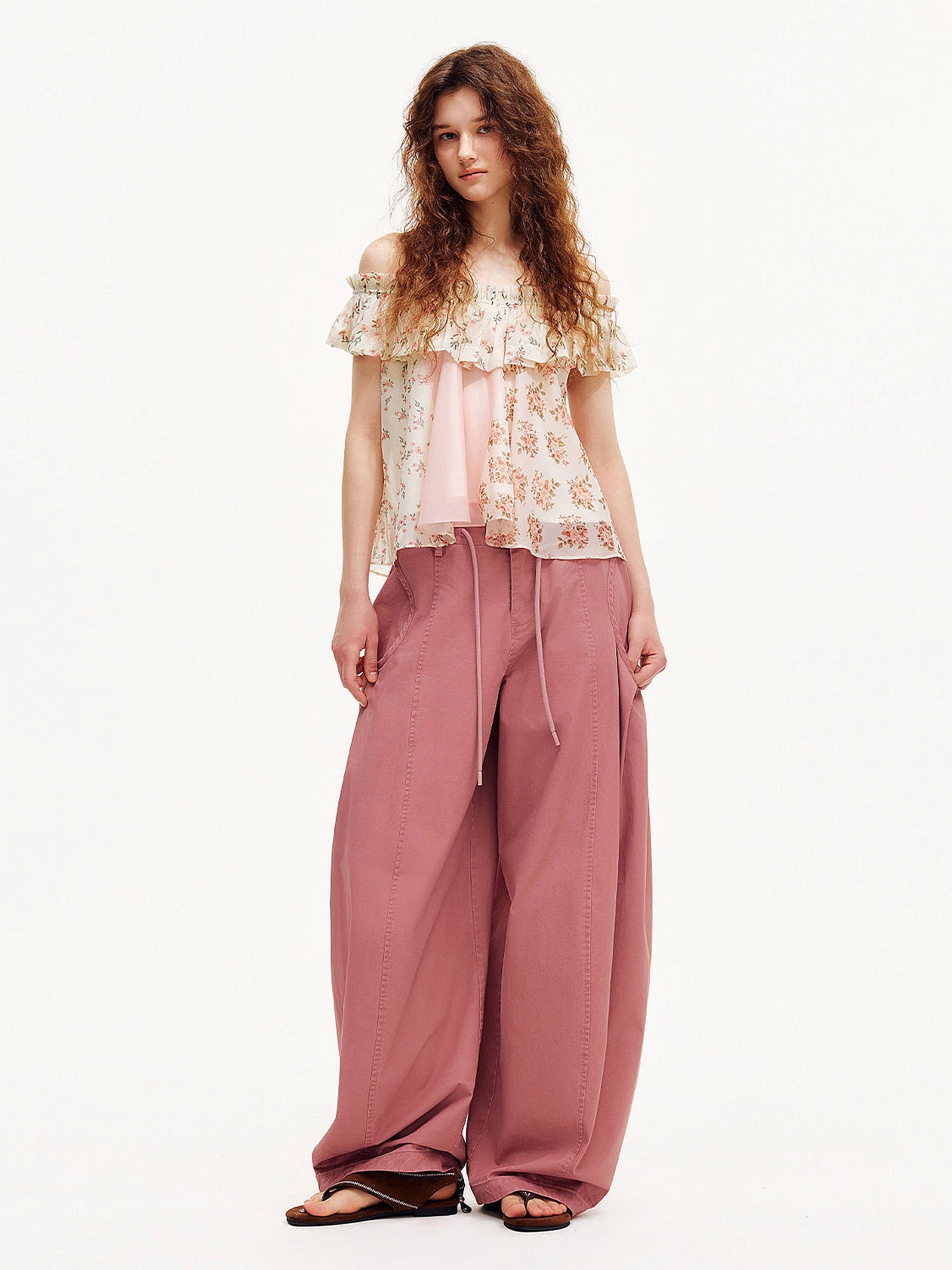 Outtheblue Off-Shoulder Babydoll Chiffon Ruffle Top | Canton Collective