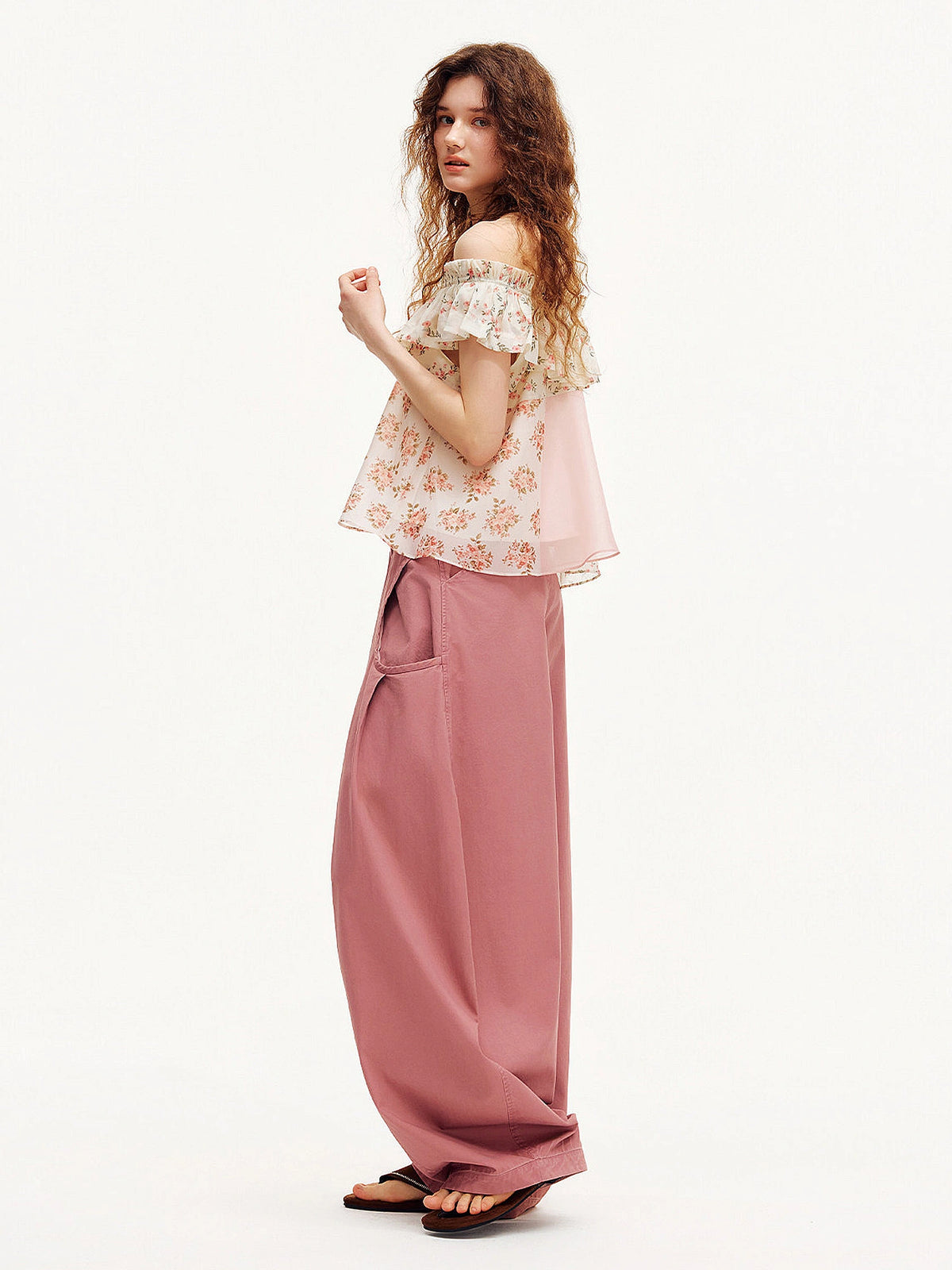 Outtheblue Off-Shoulder Babydoll Chiffon Ruffle Top | Canton Collective