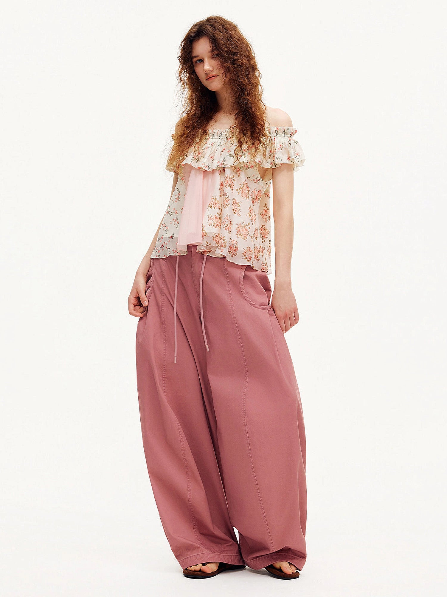 Outtheblue Off-Shoulder Babydoll Chiffon Ruffle Top | Canton Collective