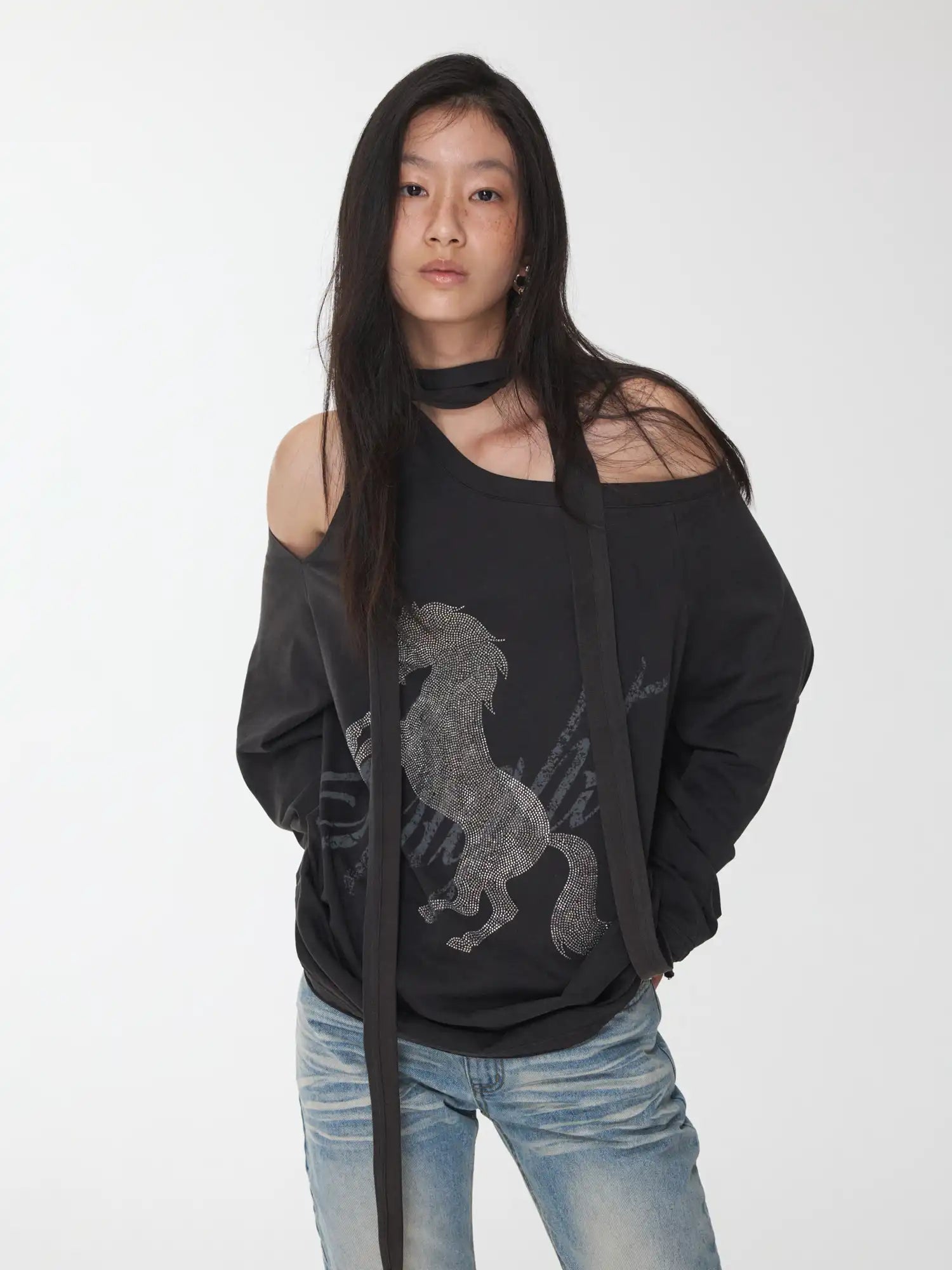 1Jinn Studio Off-The-Shoulder Tie Sweatshirt | Canton Collective