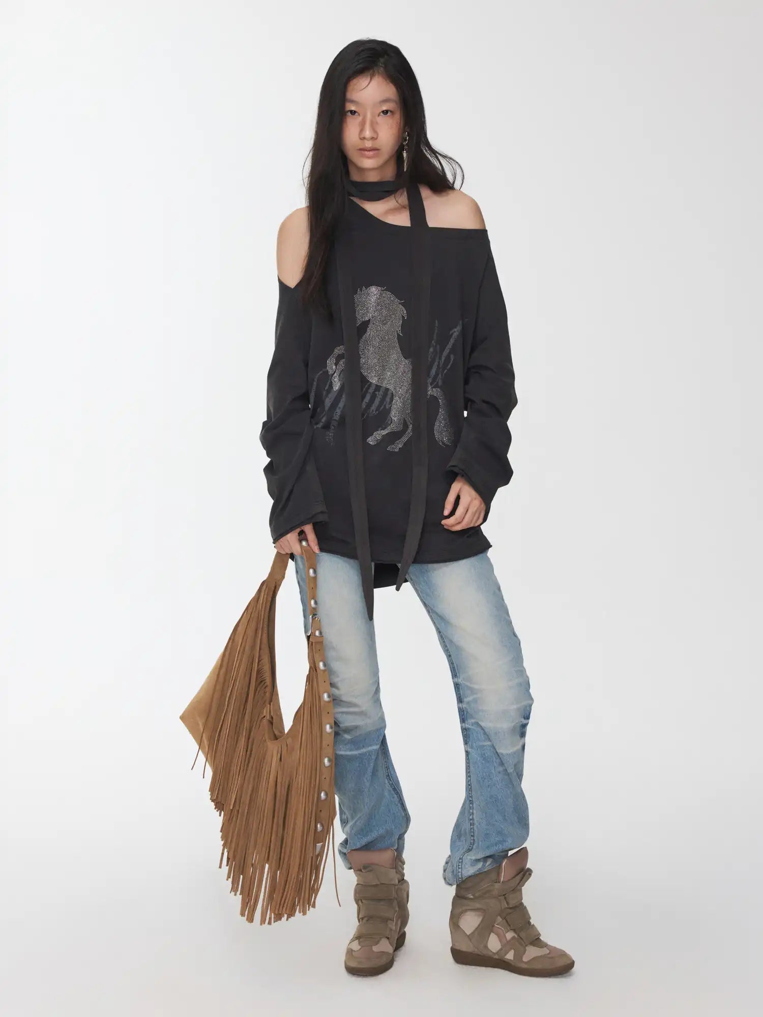 1Jinn Studio Off-The-Shoulder Tie Sweatshirt | Canton Collective