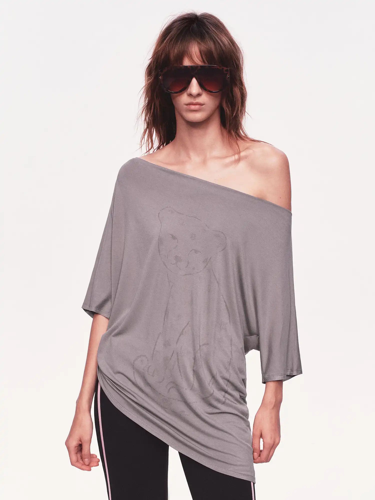Ayo Off Shoulder Leopard Graphic Tee | Canton Collective
