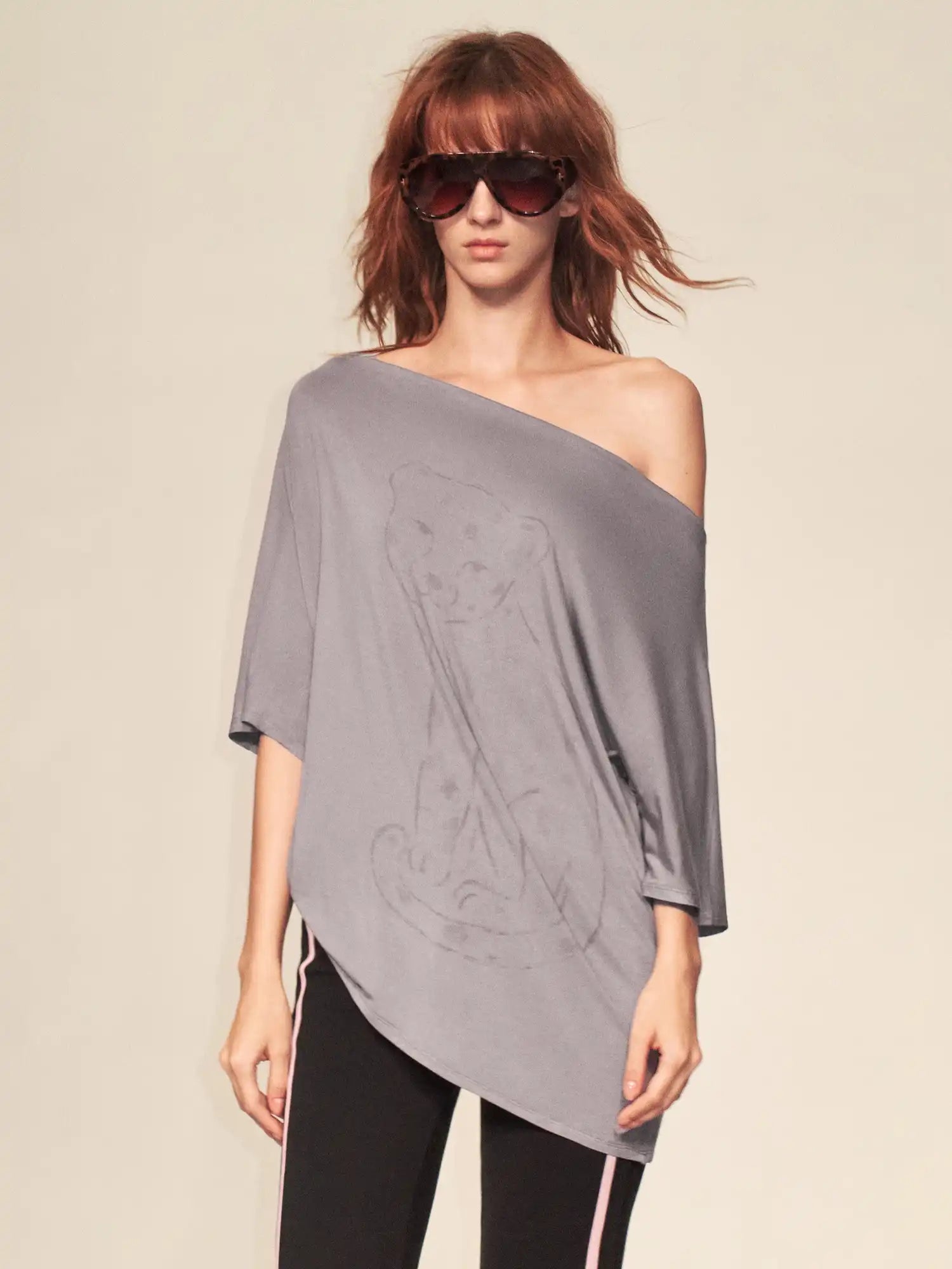Ayo Off Shoulder Leopard Graphic Tee | Canton Collective