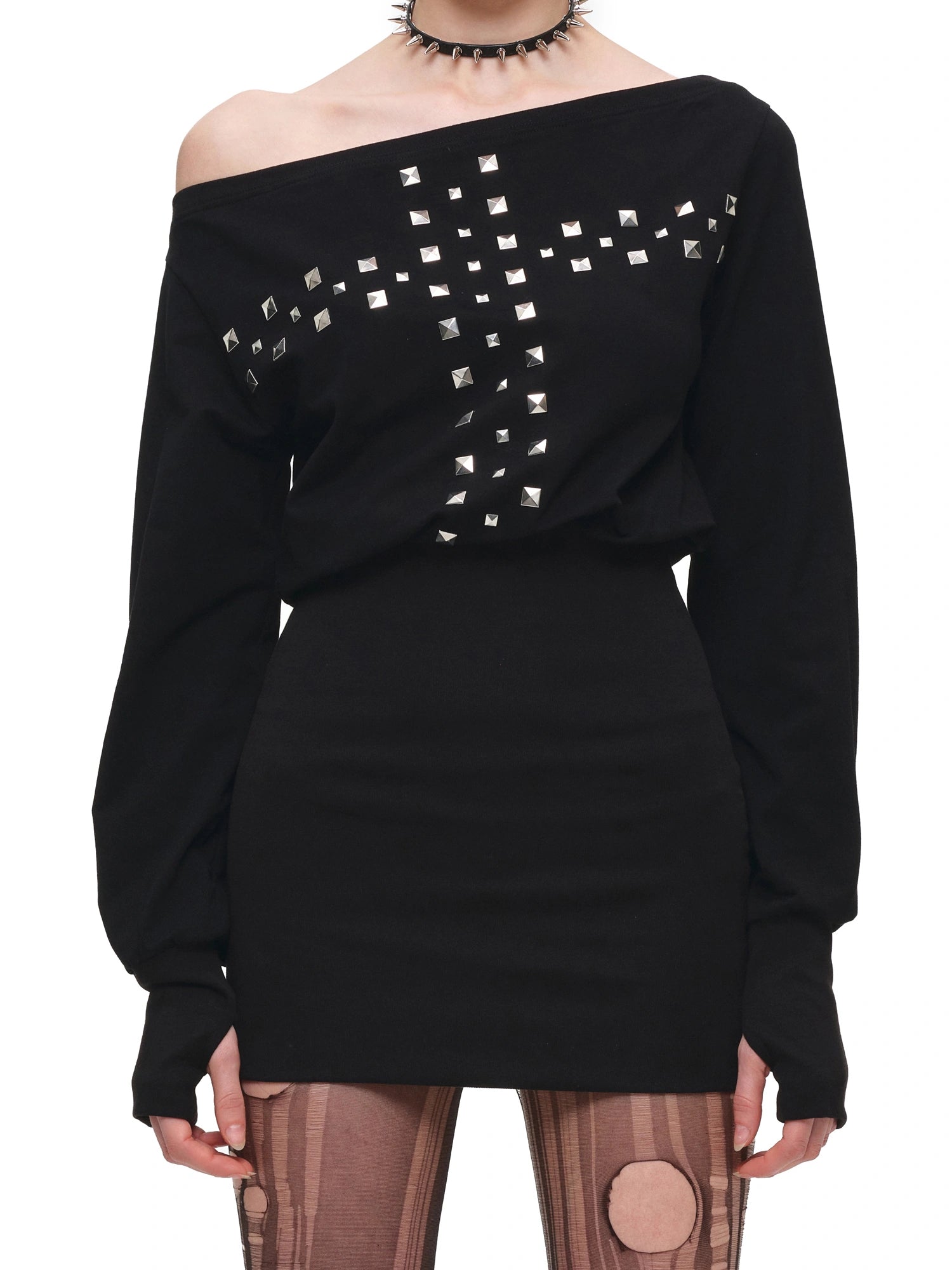 1Jinn Studio Off Shoulder Long Sleeve Bodycon Mini Dress | Canton Collective