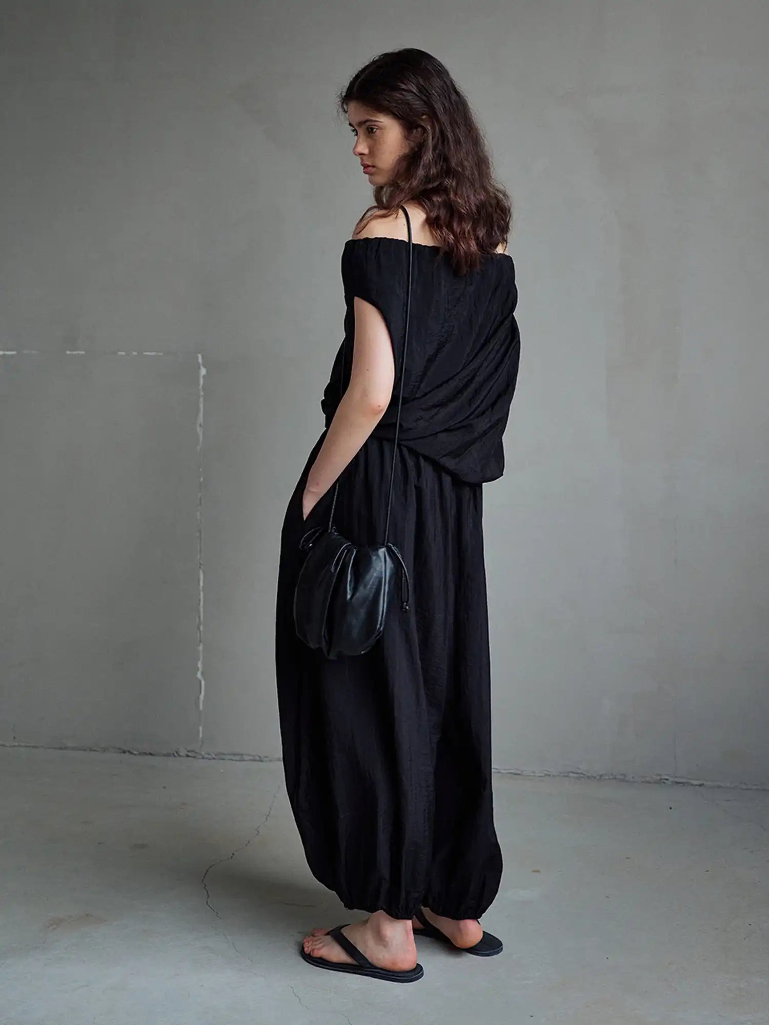 CantonCollective Design Off Shoulder Tencel Top with Ruched Neckline | Canton Collective