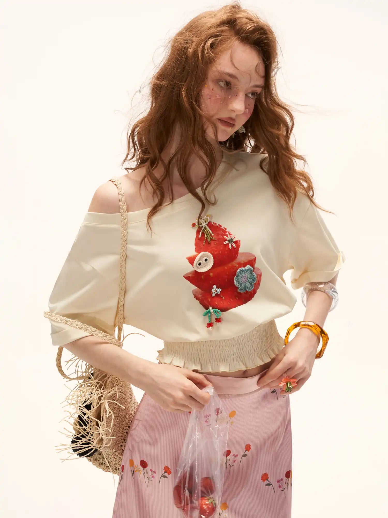 MAMC One shoulder Crop Cinched Waist Top | Canton Collective