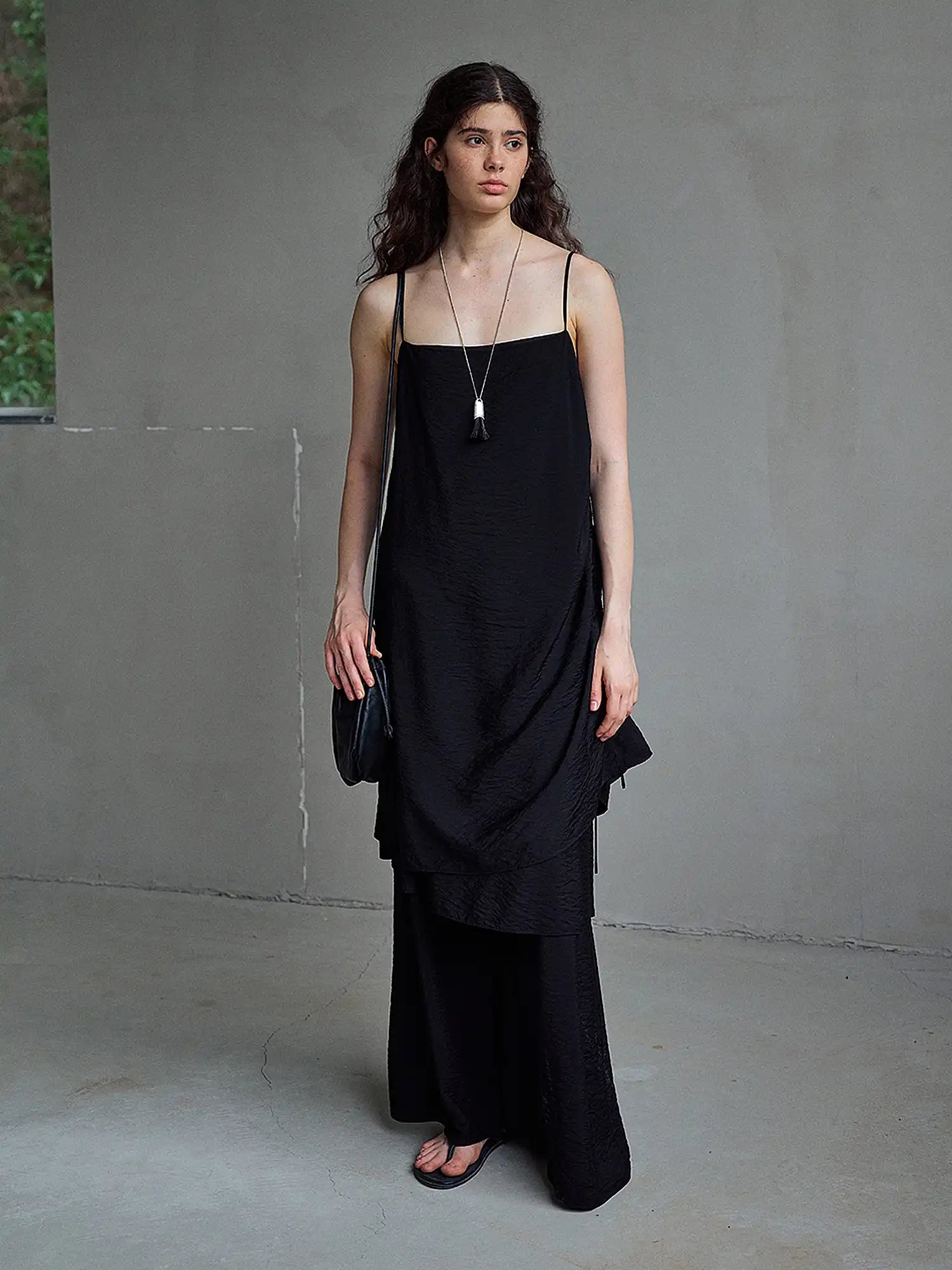 CantonCollective Design Open Back Tie Strap Textured Cotton Slip Dress | Canton Collective