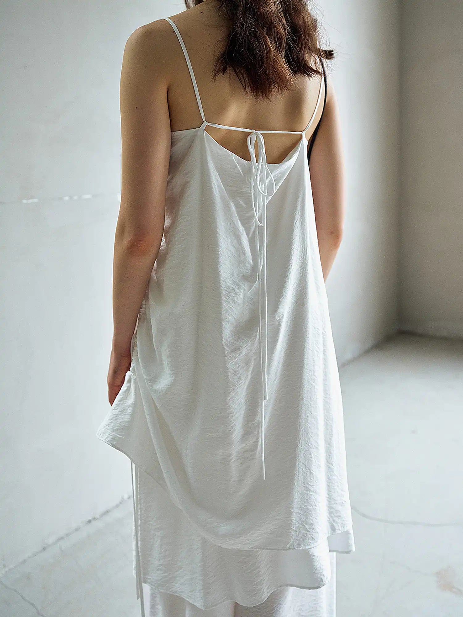 CantonCollective Design Open Back Tie Strap Textured Cotton Slip Dress | Canton Collective