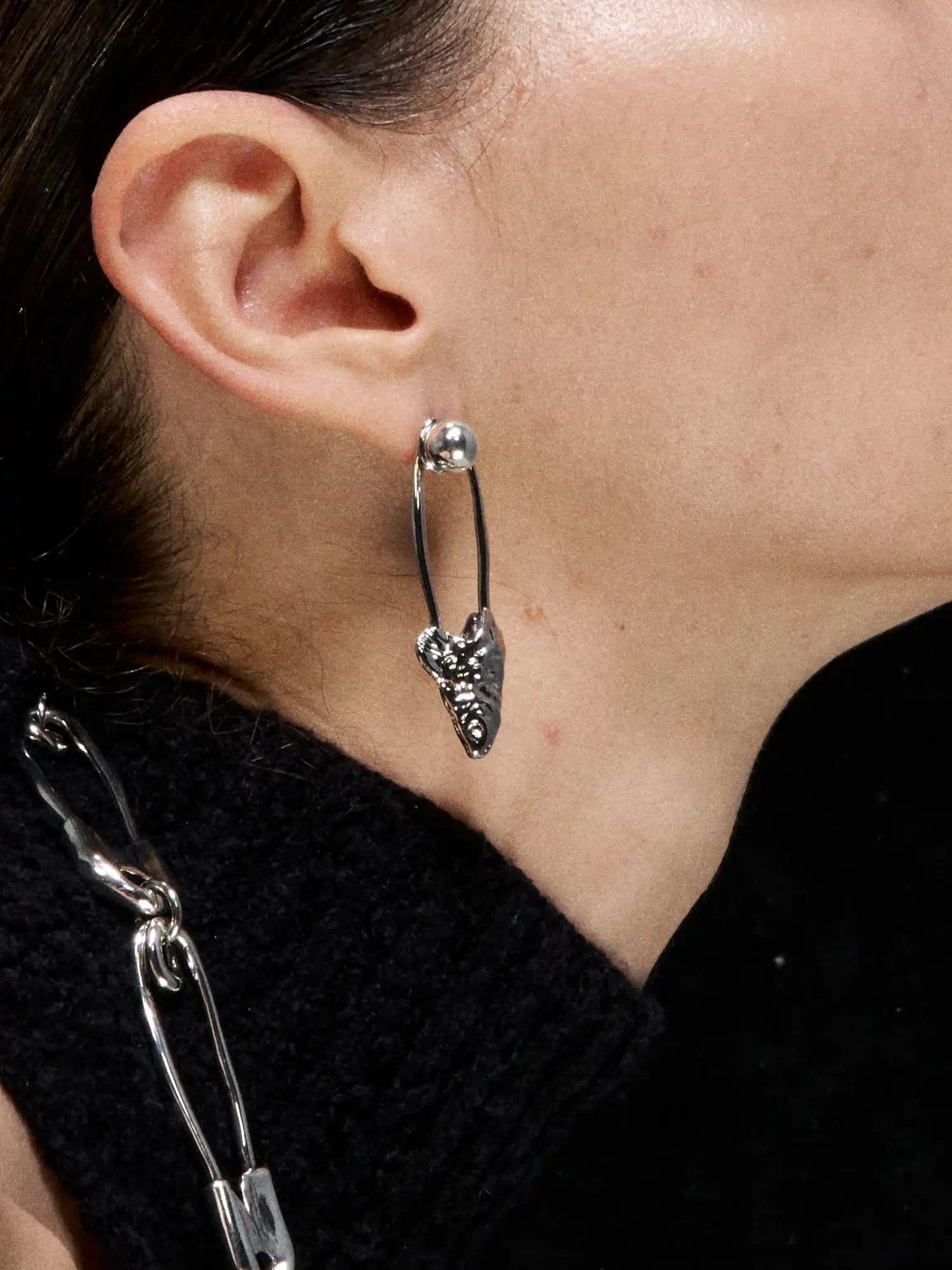 1Jinn M2M Original Metal Fishbone Safety-Pin Earrings | Canton Collective