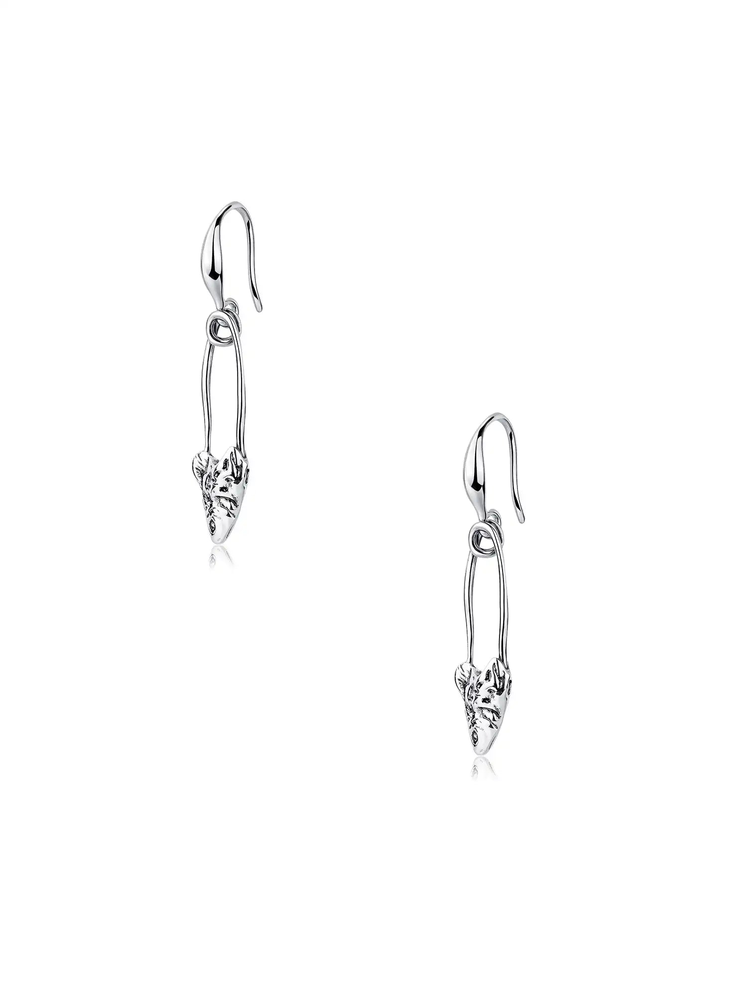 1Jinn M2M Original Metal Fishbone Safety-Pin Earrings | Canton Collective