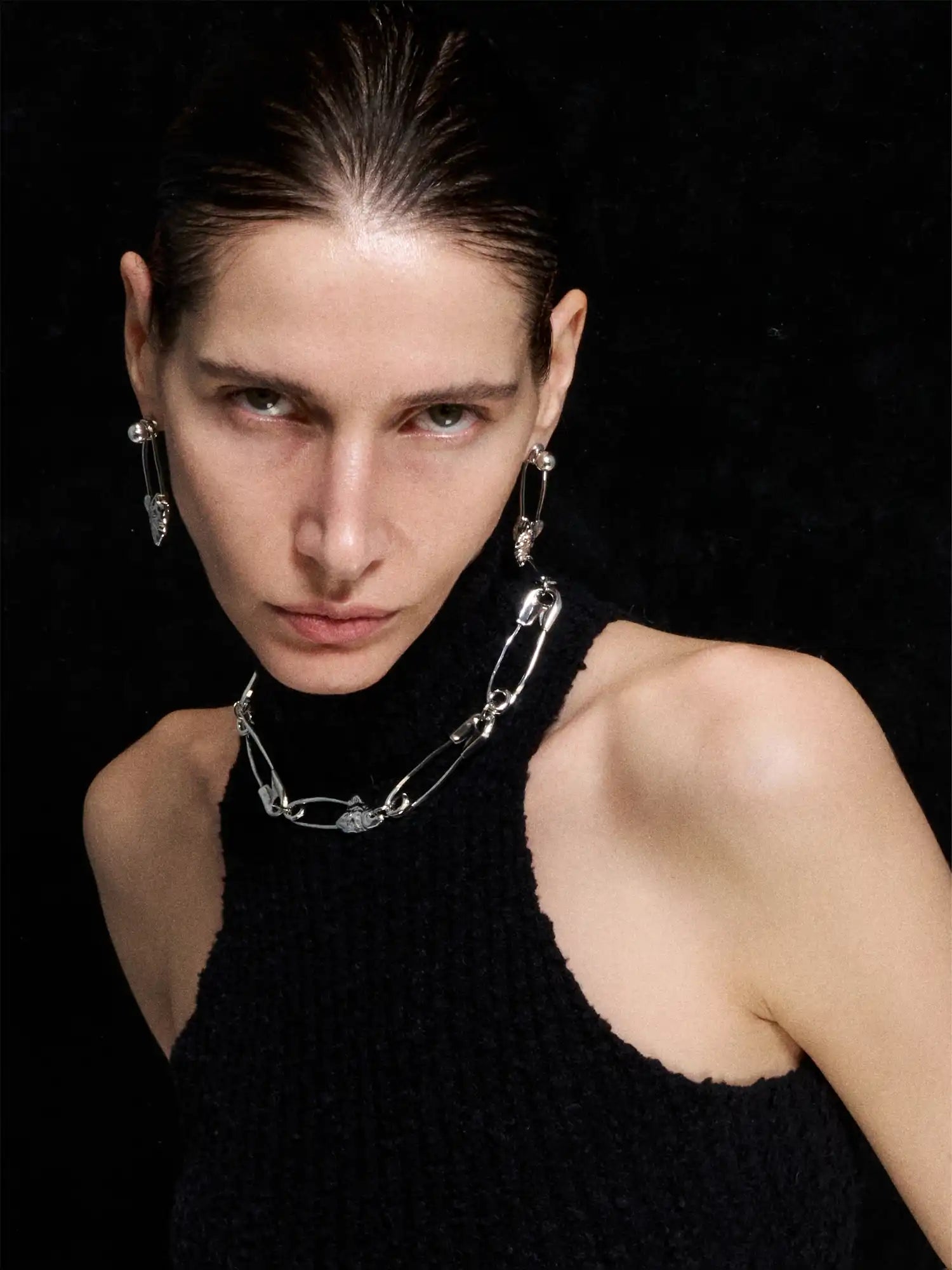 1Jinn M2M Original Metal Fishbone Safety-Pin Earrings | Canton Collective