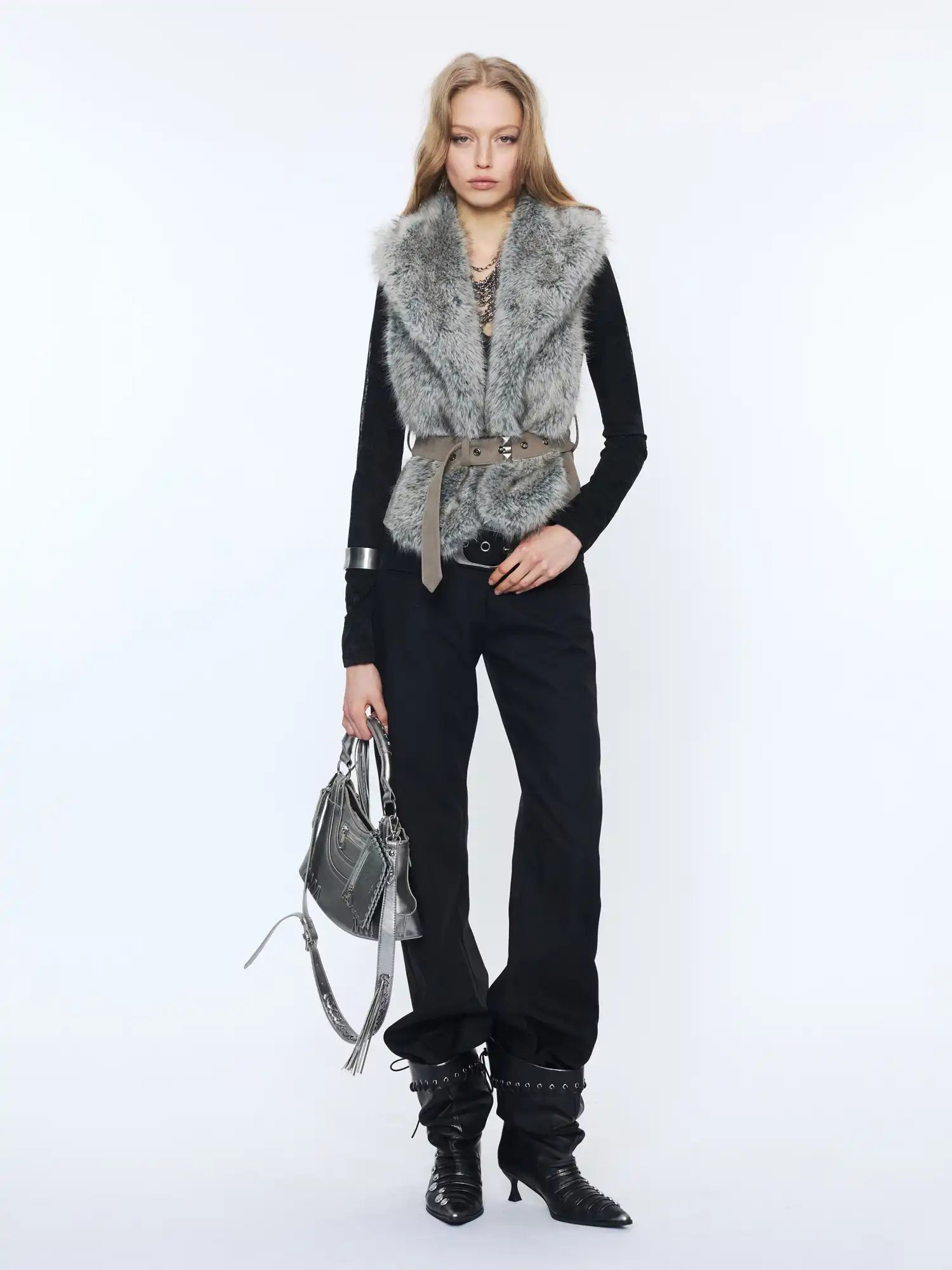 2th Desire Oversized Lapel Gradient Fur Suede Vest | Canton Collective