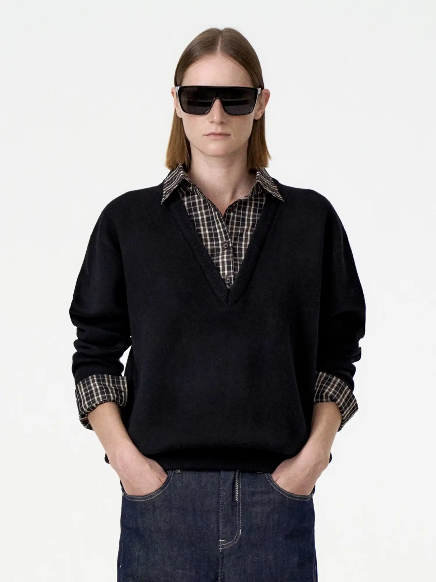 FIRST FLOOR Oversized V-neck Knit Sweater | Canton Collective