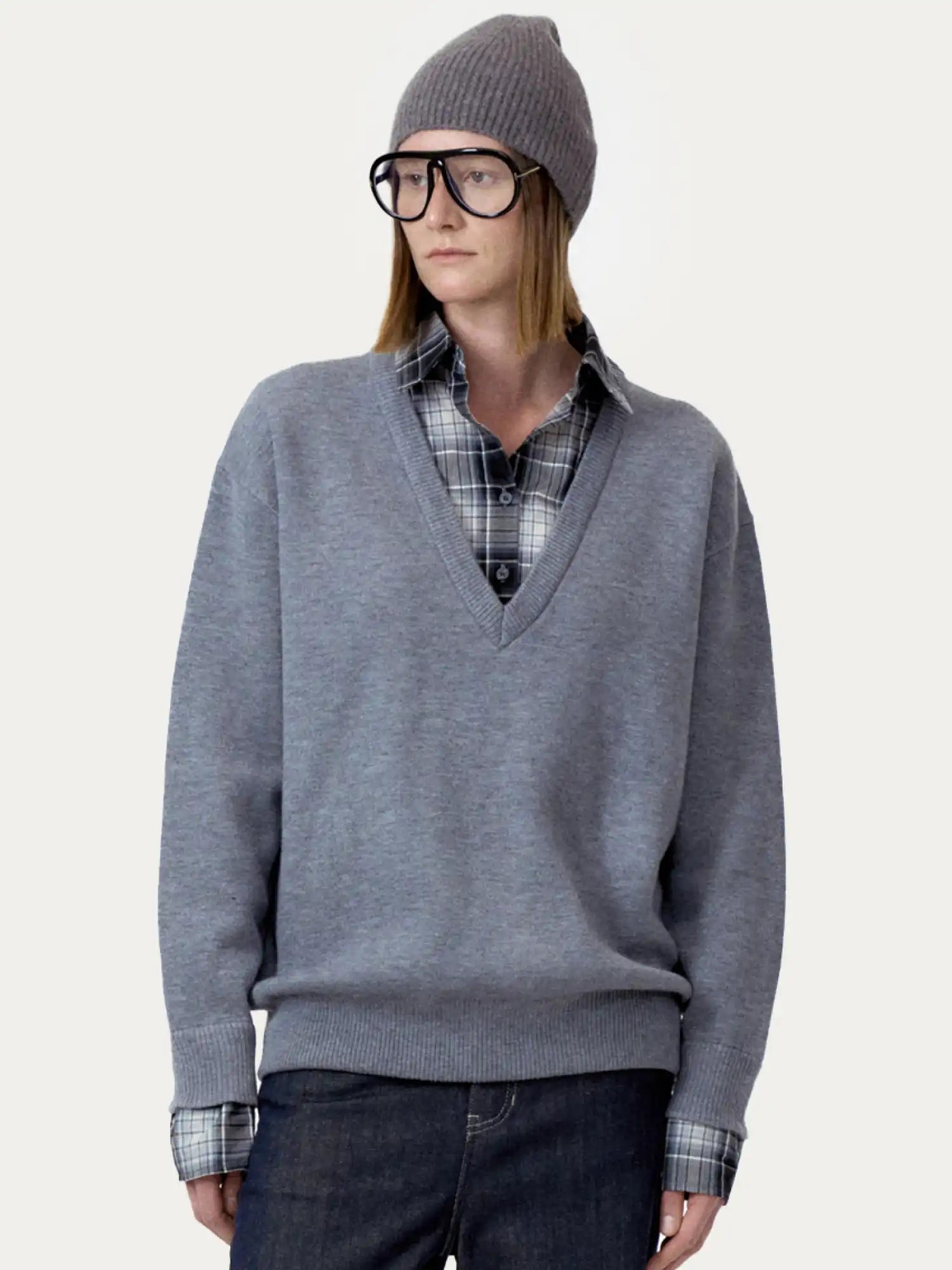 FIRST FLOOR Oversized V-neck Knit Sweater | Canton Collective