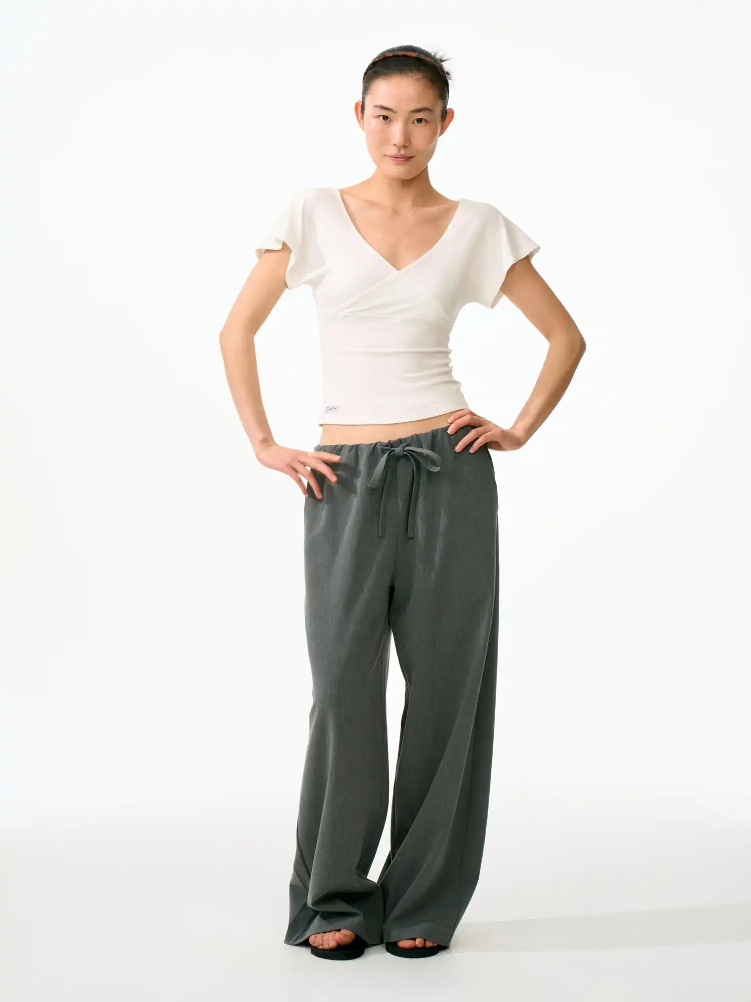 Oversized Wool-Blend Paperbag Pants