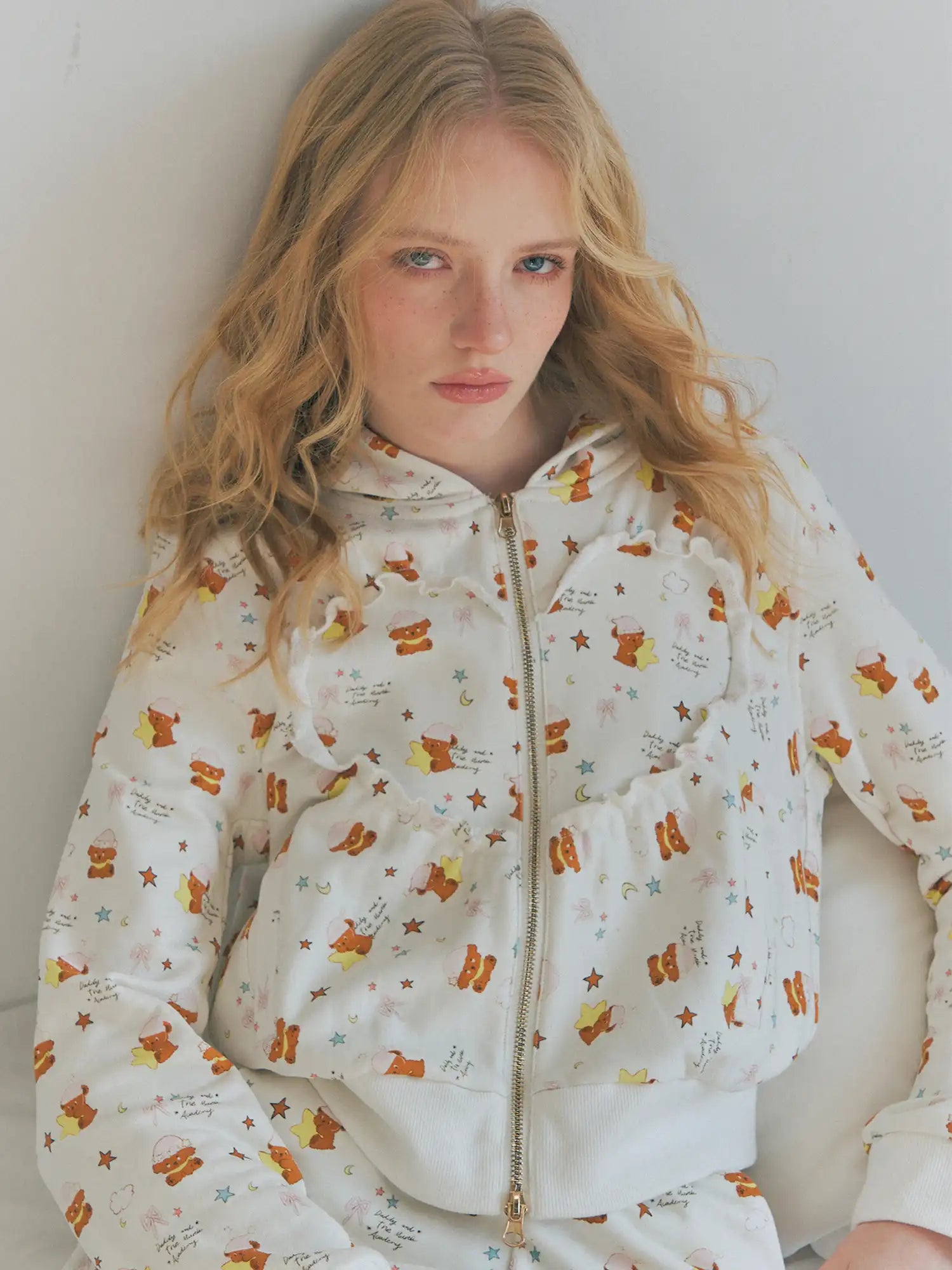 Deleteex Pajama Zipped Cropped Cute Hoodie | Canton Collective