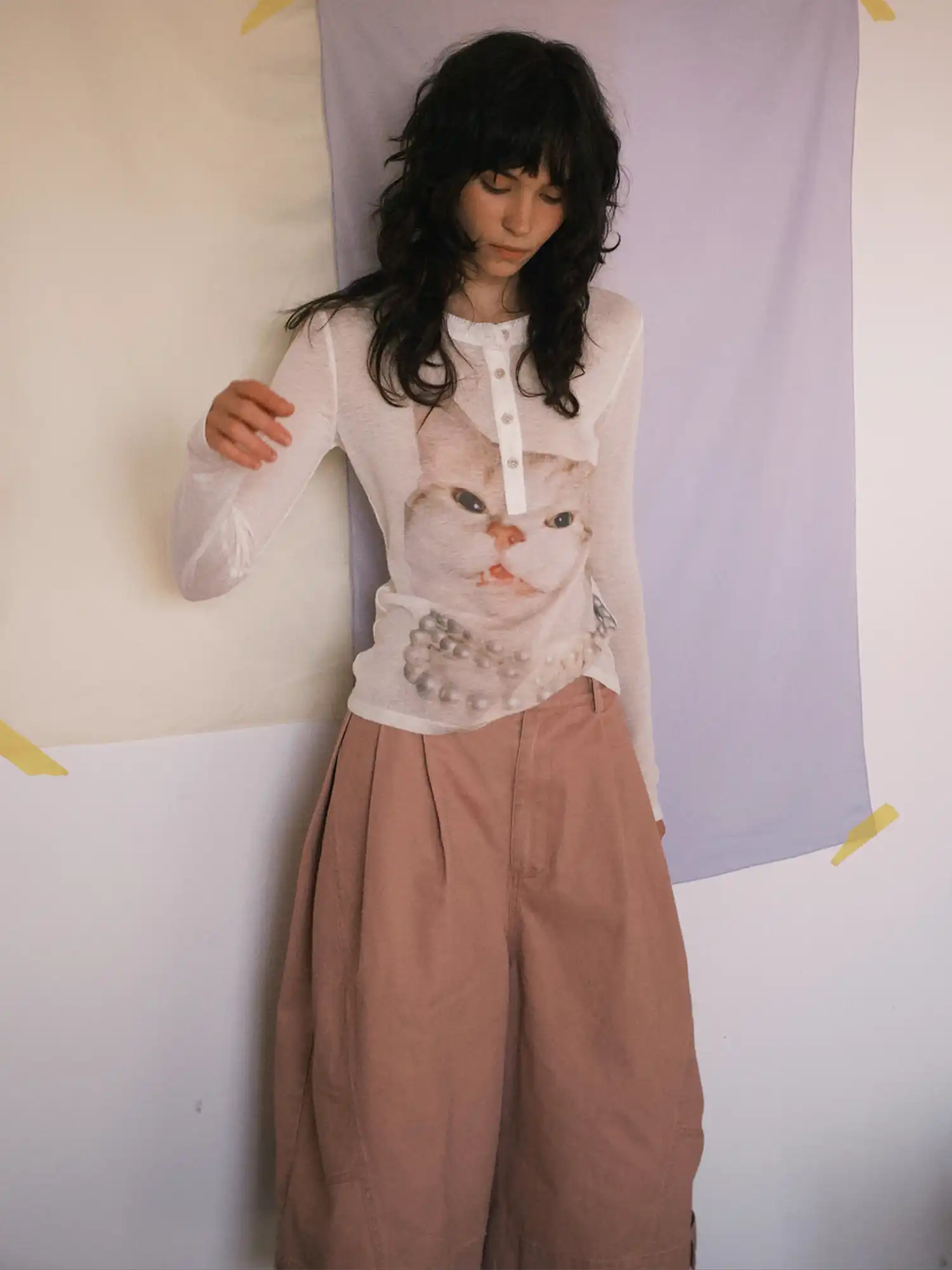Outtheblue Pearl Cat Henley Long Sleeve Knit Top | Canton Collective