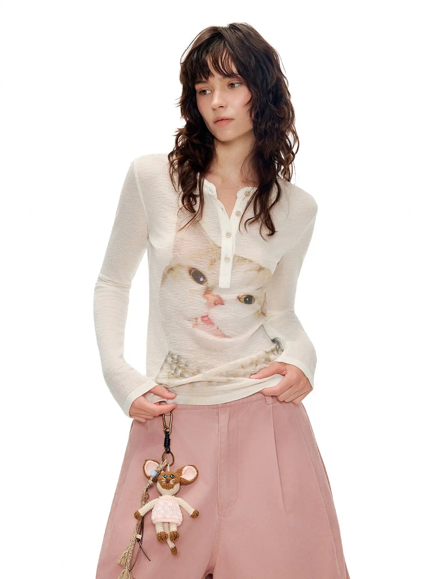 Outtheblue Pearl Cat Henley Long Sleeve Knit Top | Canton Collective
