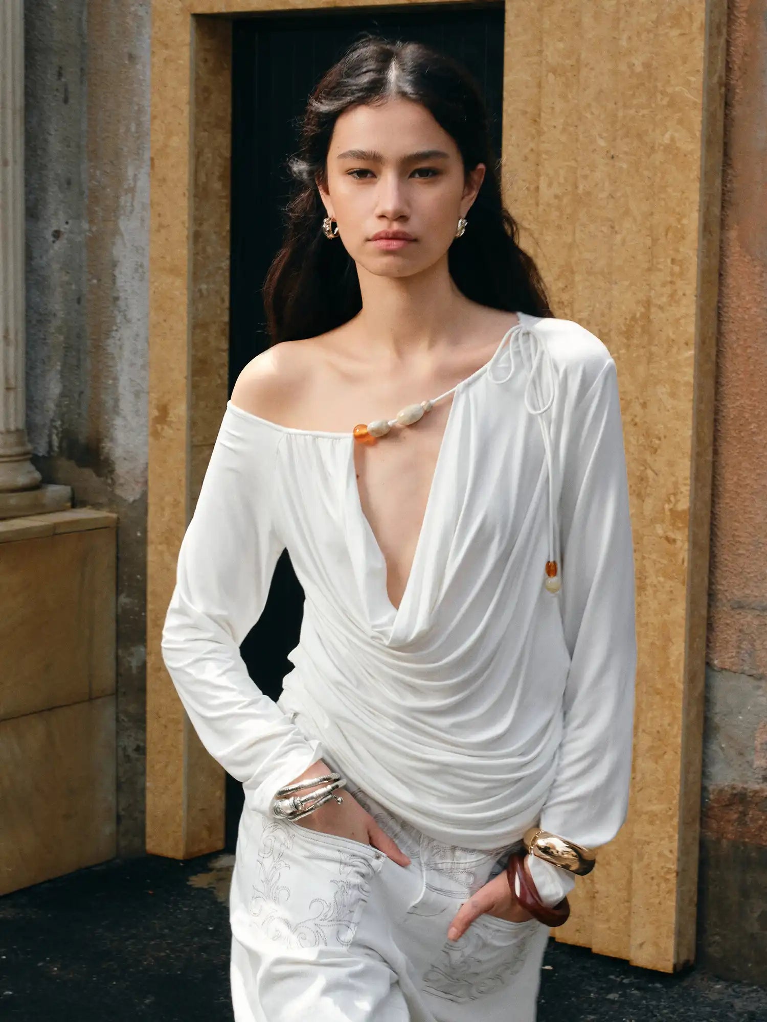 1Jinn Studio Pearl Drop Drape Top | Canton Collective