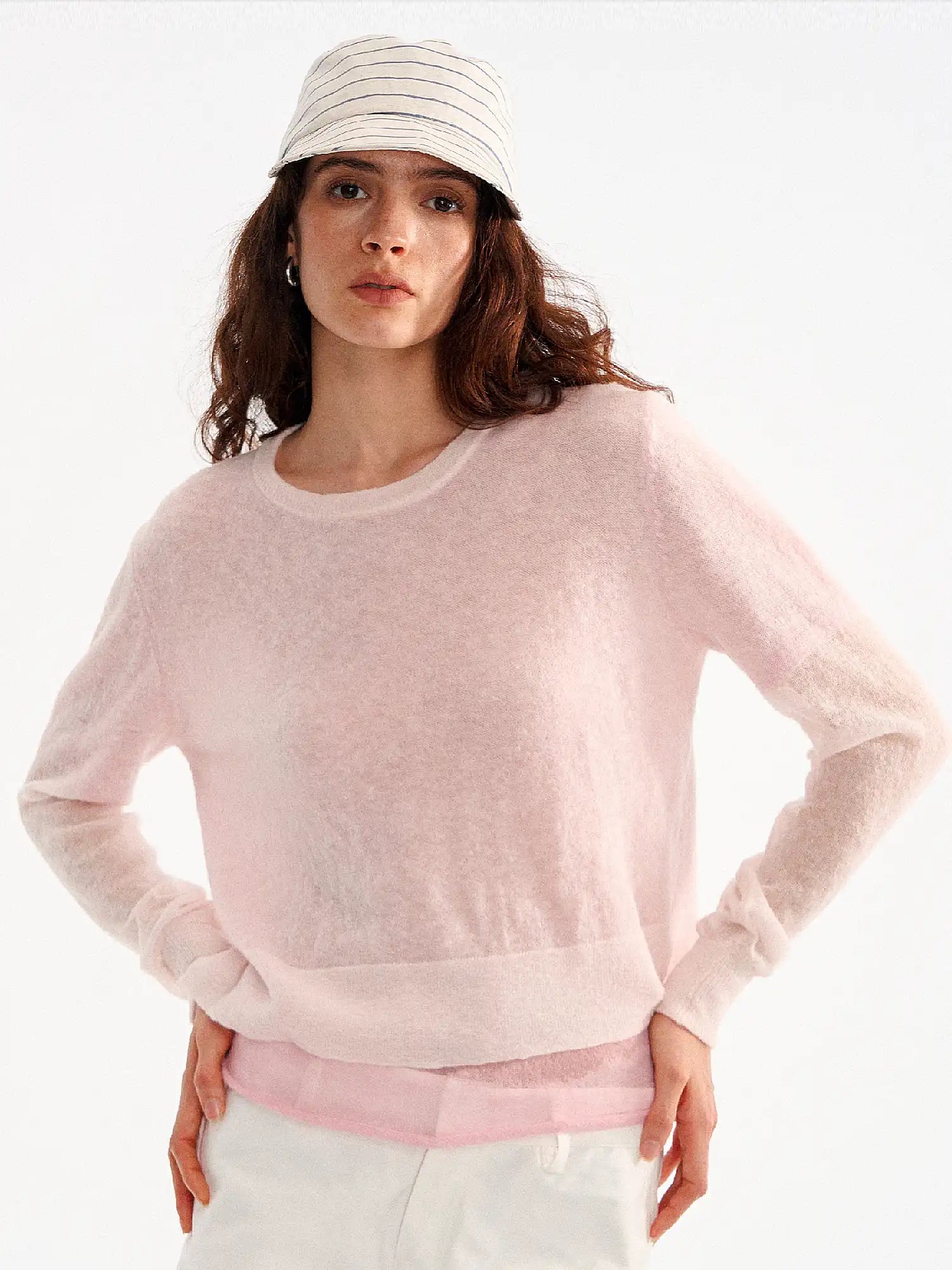 Petal Pink Layered Wool Blend Top