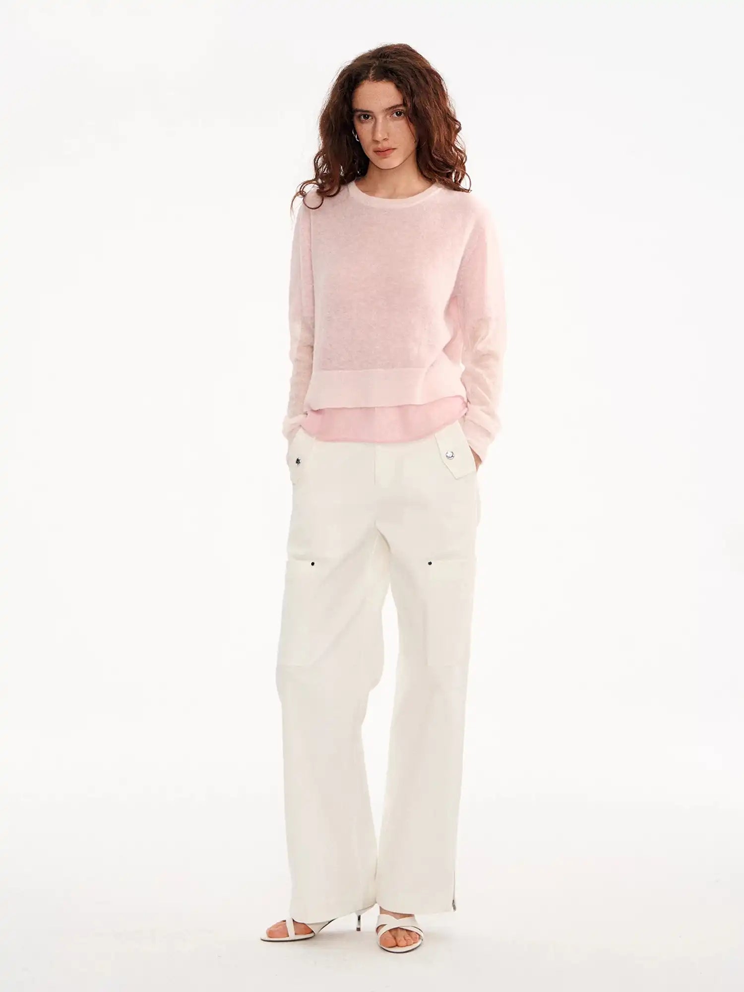 Petal Pink Layered Wool Blend Top