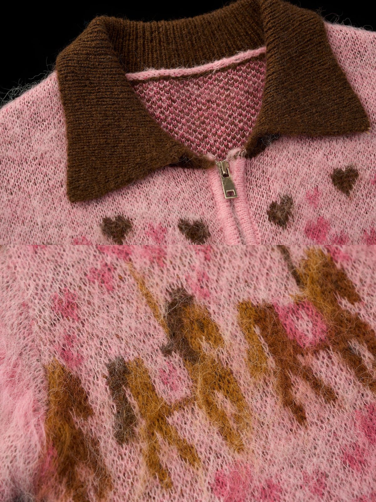 MAMC Pink Fair Isle Zip Front Cardigan | Canton Collective