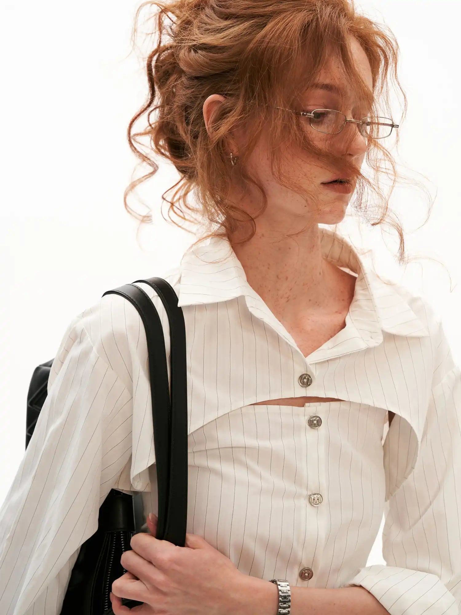 MAMC Pinstripe Shirt Two Piece Shrug & Cami | Canton Collective