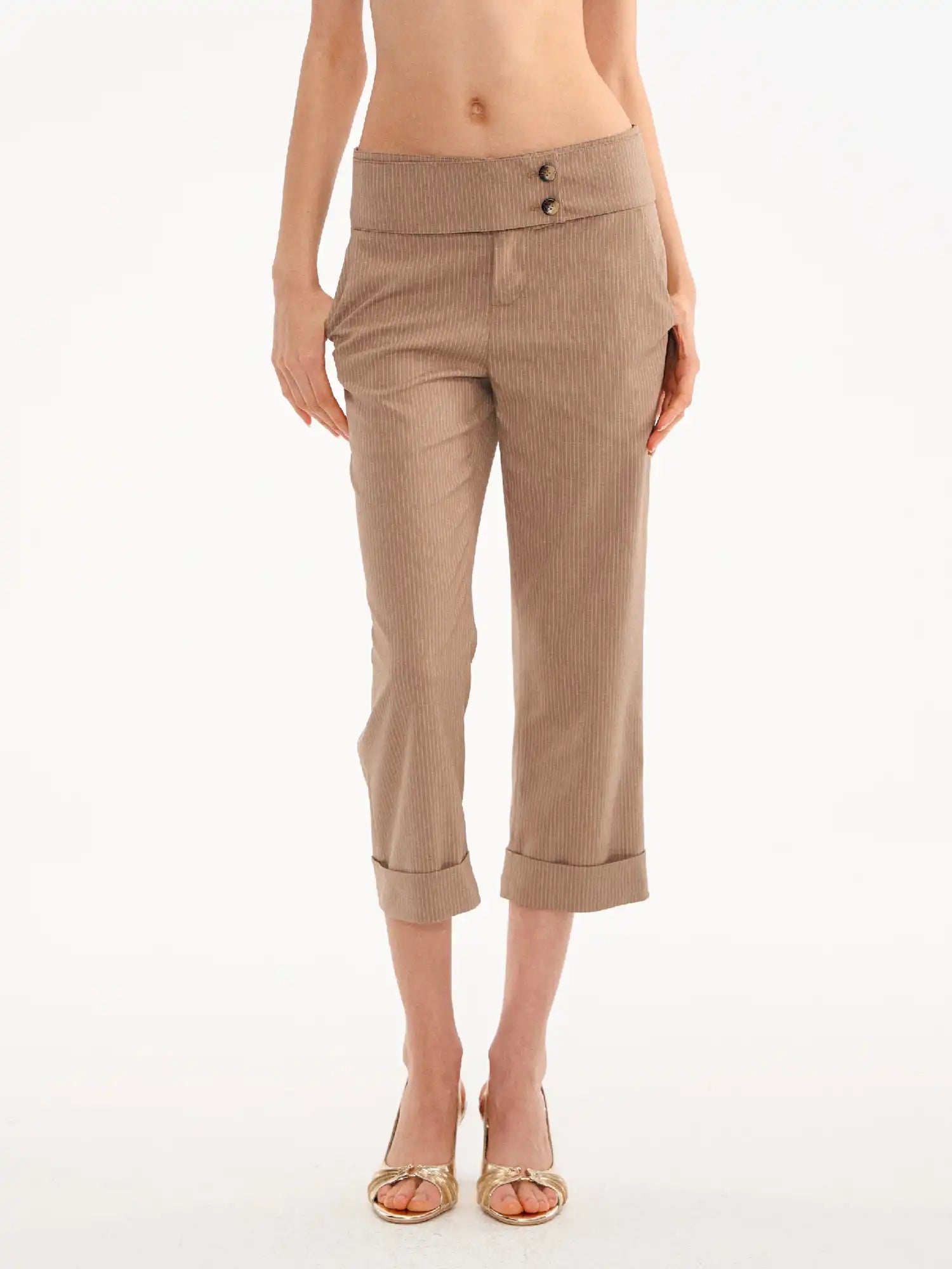 Muse Naps Pinstripe Wide Leg Capri Suit Trousers Pants | Canton Collective