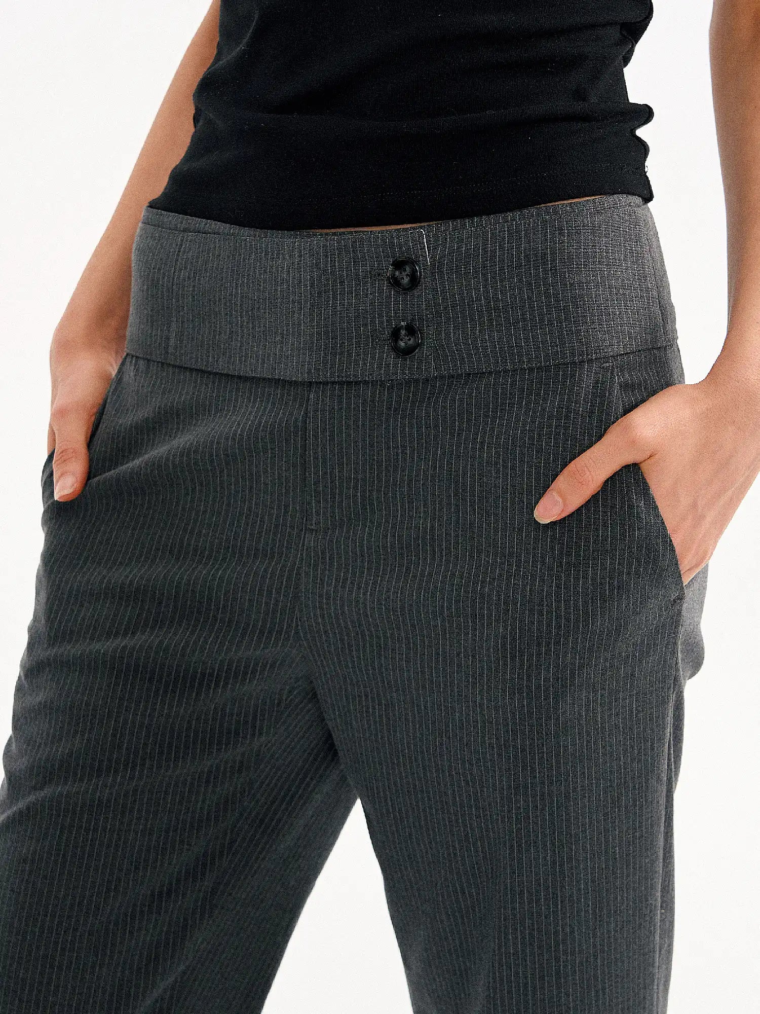 Muse Naps Pinstripe Wide Leg Capri Suit Trousers Pants | Canton Collective