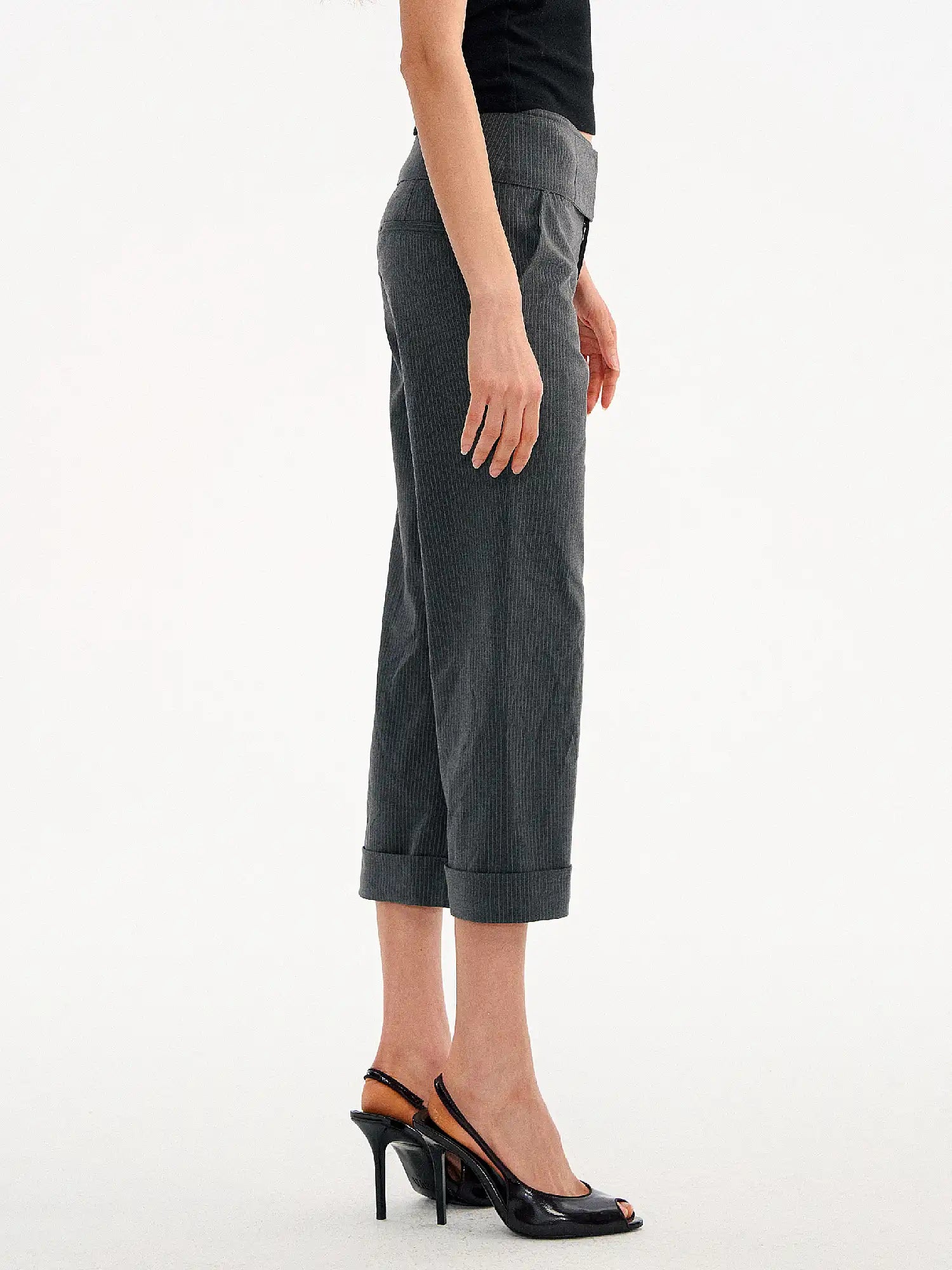 Muse Naps Pinstripe Wide Leg Capri Suit Trousers Pants | Canton Collective