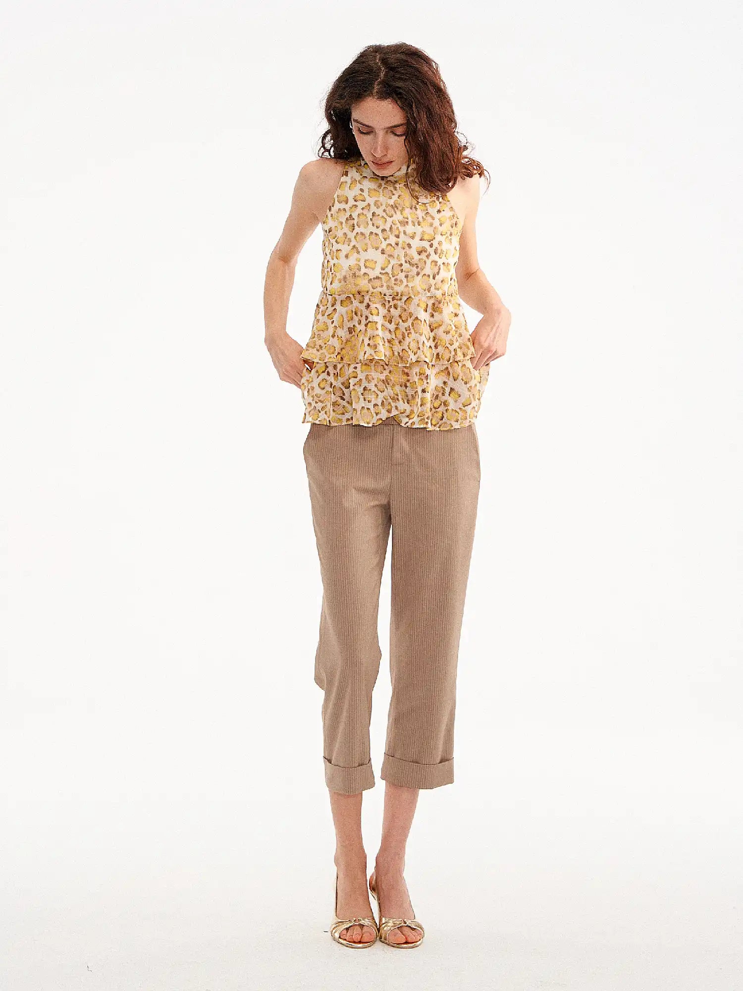 Muse Naps Pinstripe Wide Leg Capri Suit Trousers Pants | Canton Collective